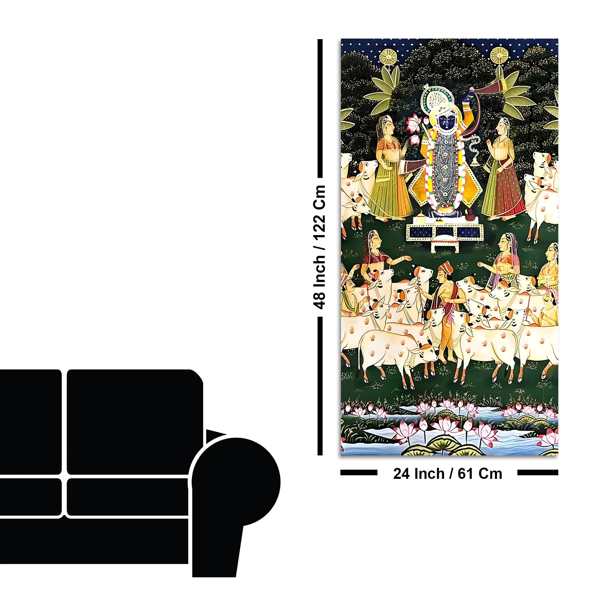 Hindu God Shreenathji Canvas Wall Painting | Classic Pichwai Art - Image 8