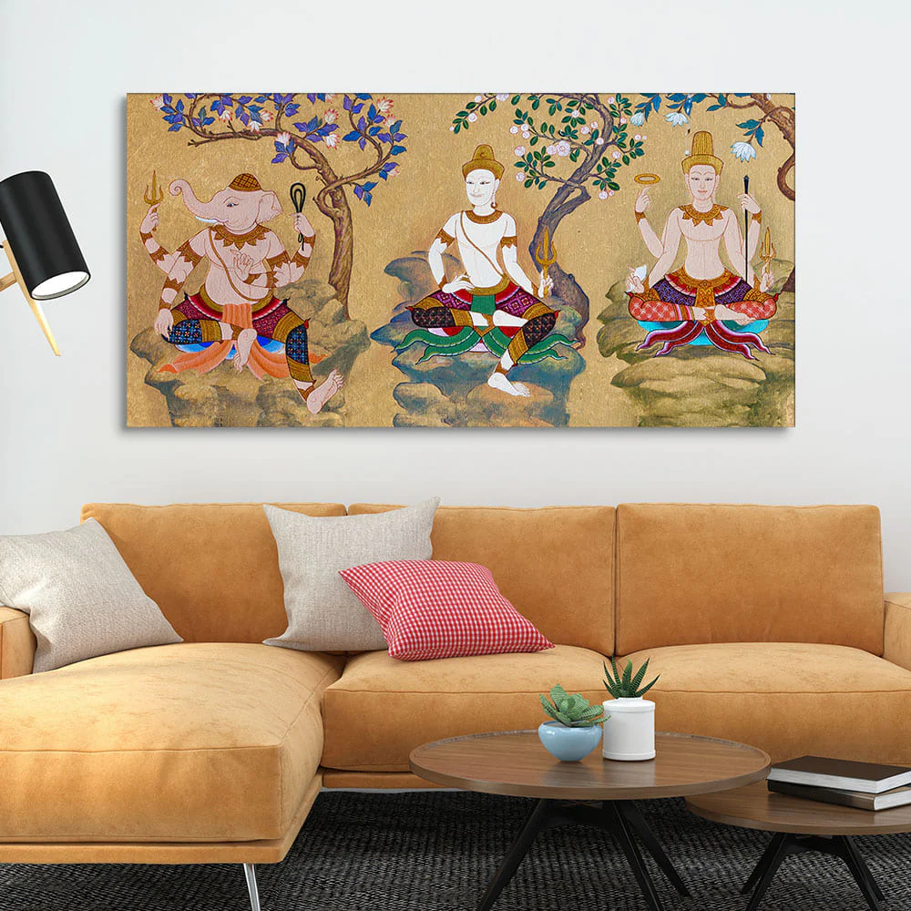 Hindu God Thai Style Art Canvas Wall Painting - Image 2