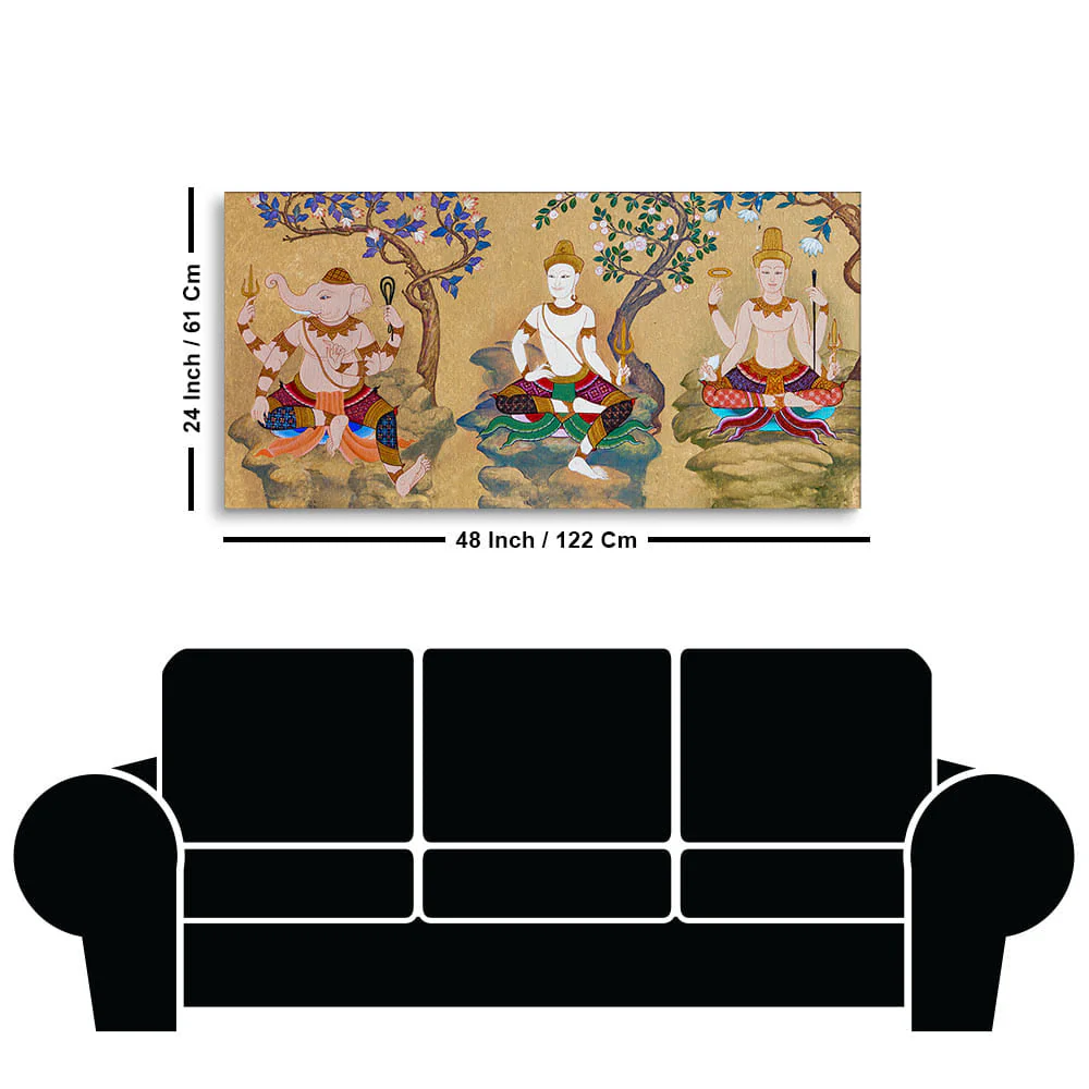 Hindu God Thai Style Art Canvas Wall Painting - Image 7