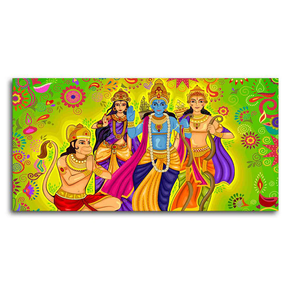 Hindu Gods Shree Ram Darbar Hanuman Premium Canvas Wall Painting - Image 4