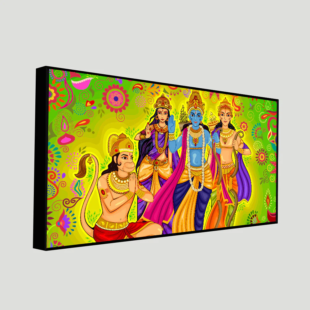 Hindu Gods Shree Ram Darbar Hanuman Premium Canvas Wall Painting - Image 5