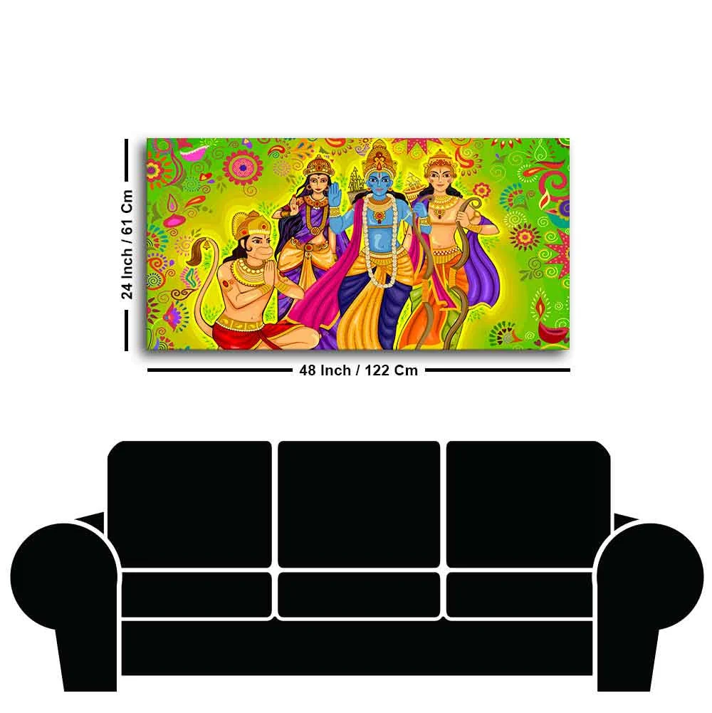 Hindu Gods Shree Ram Darbar Hanuman Premium Canvas Wall Painting - Image 7