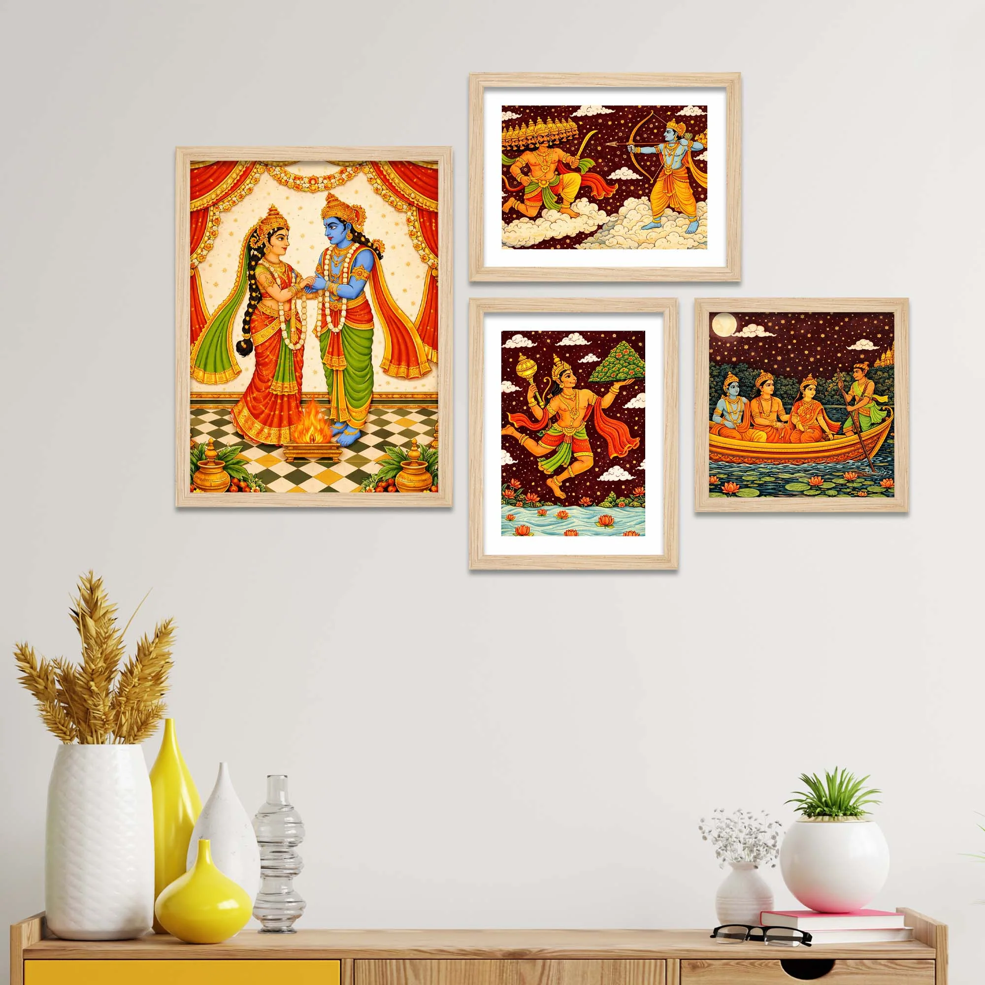 Hindu Mythology Ramayana Wall Frame Set of Four - Image 2