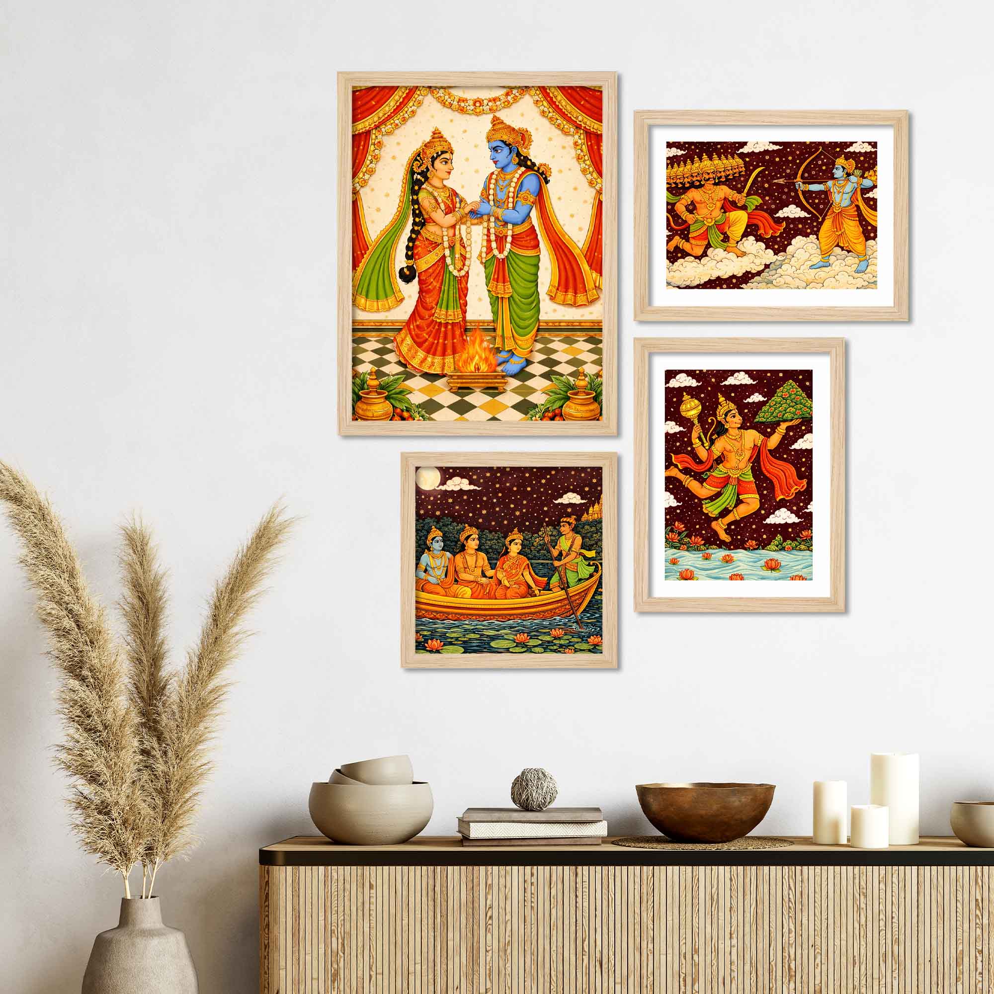 Hindu Mythology Ramayana Wall Frame Set of Four - Image 3
