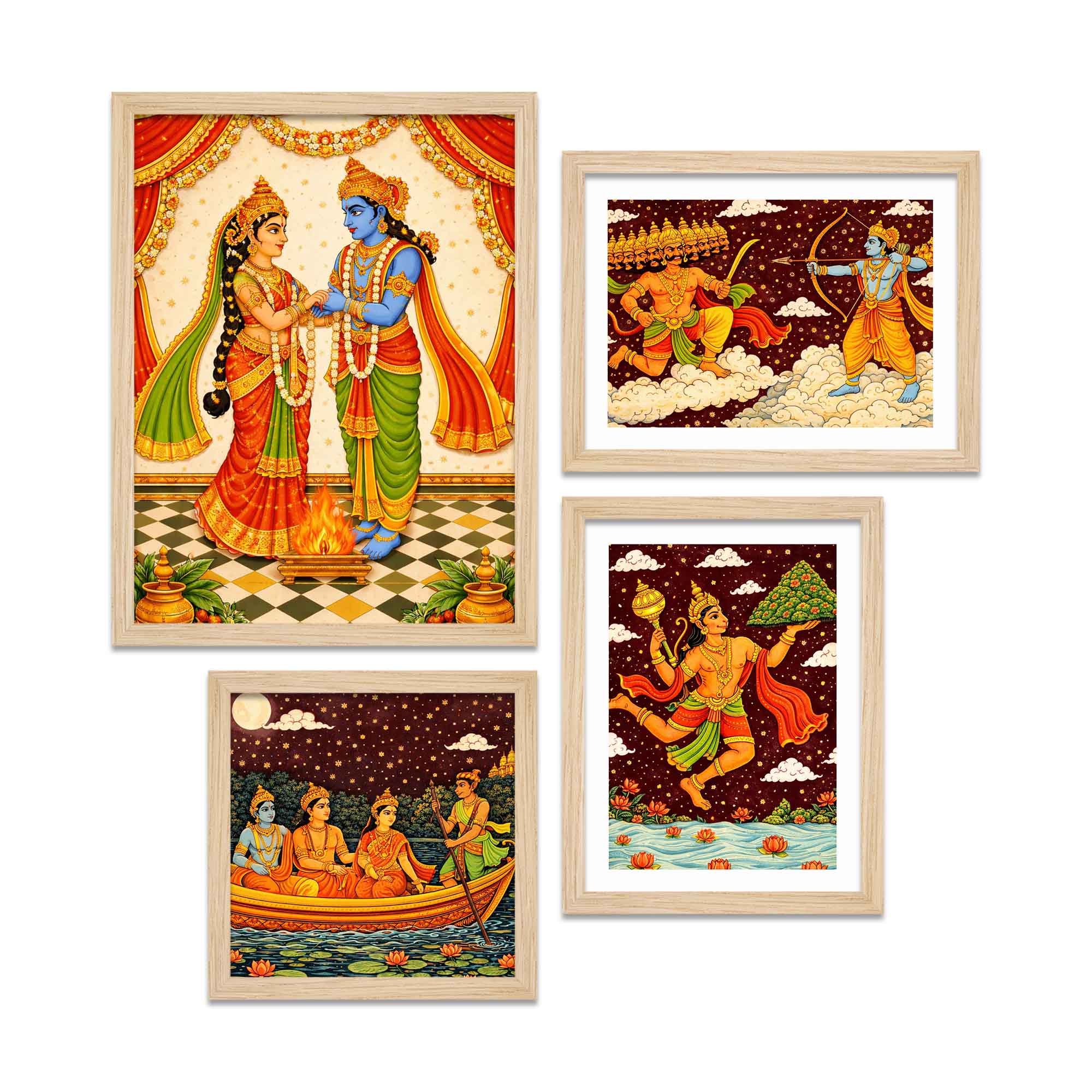 Hindu Mythology Ramayana Wall Frame Set of Four - Image 4
