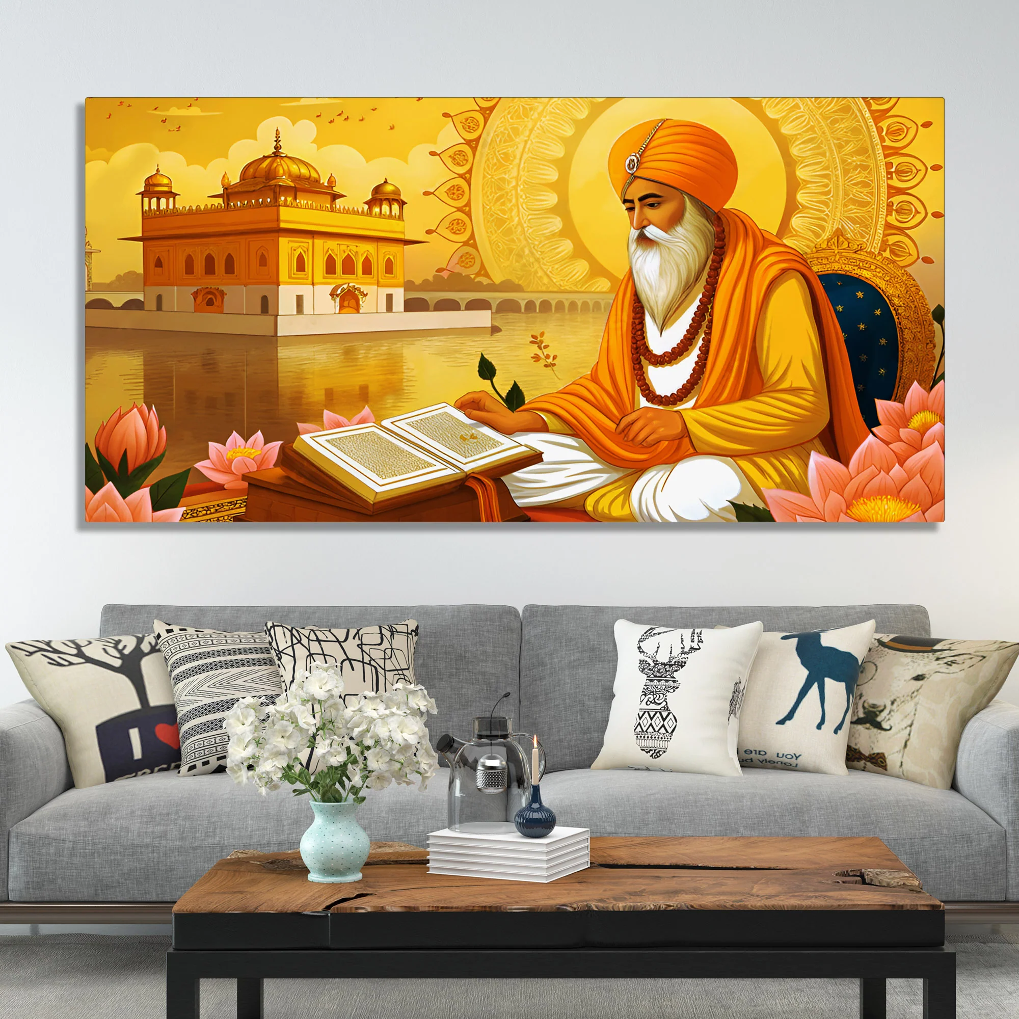 Holy Guru Nanak Dev Ji Canvas Wooden Wall Painting - Image 2