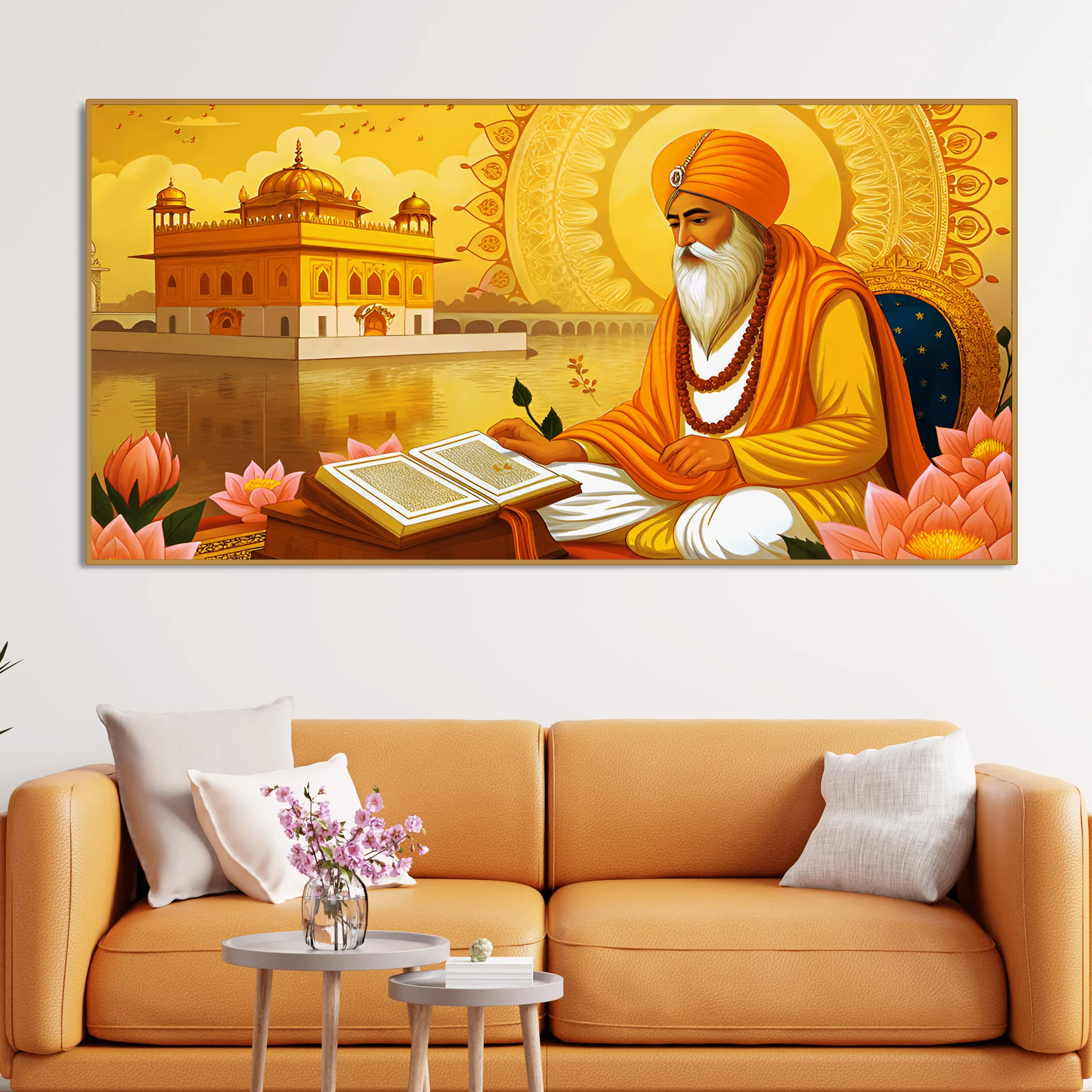 Holy Guru Nanak Dev Ji Canvas Wooden Wall Painting - Image 3