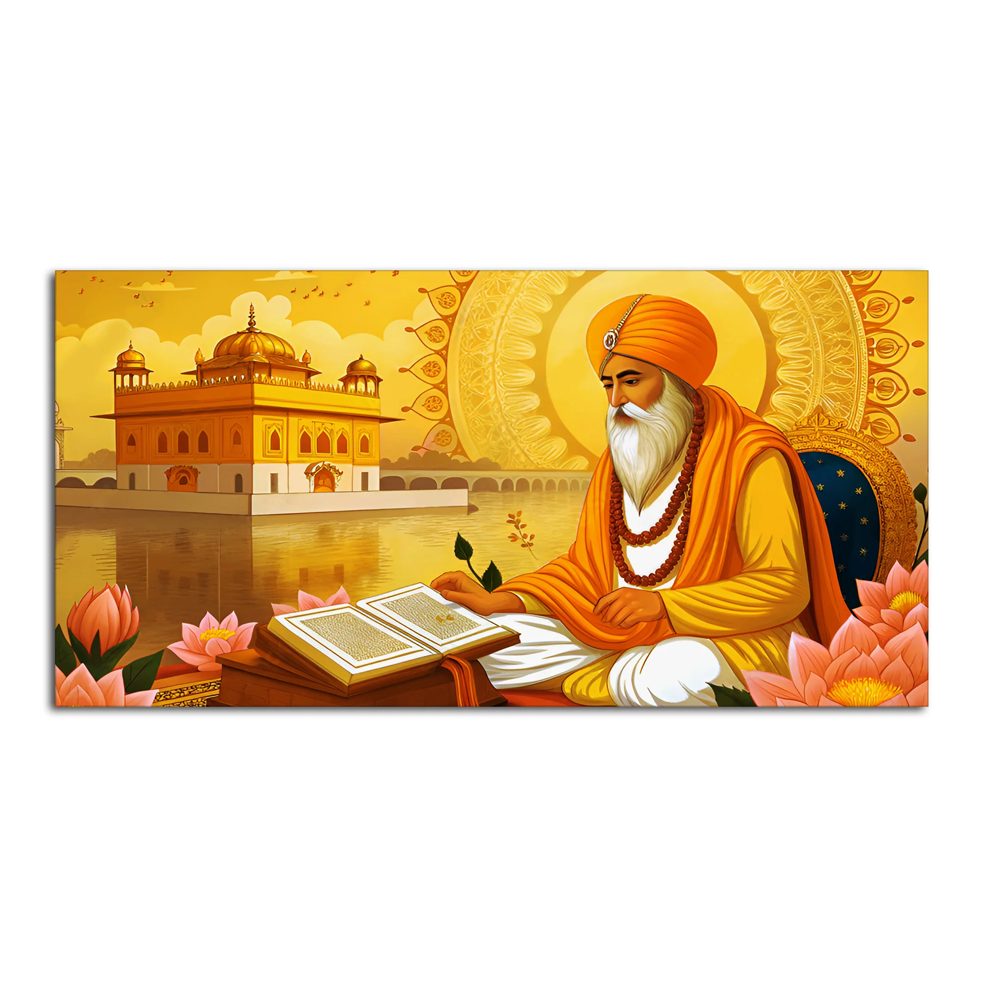 Holy Guru Nanak Dev Ji Canvas Wooden Wall Painting - Image 4