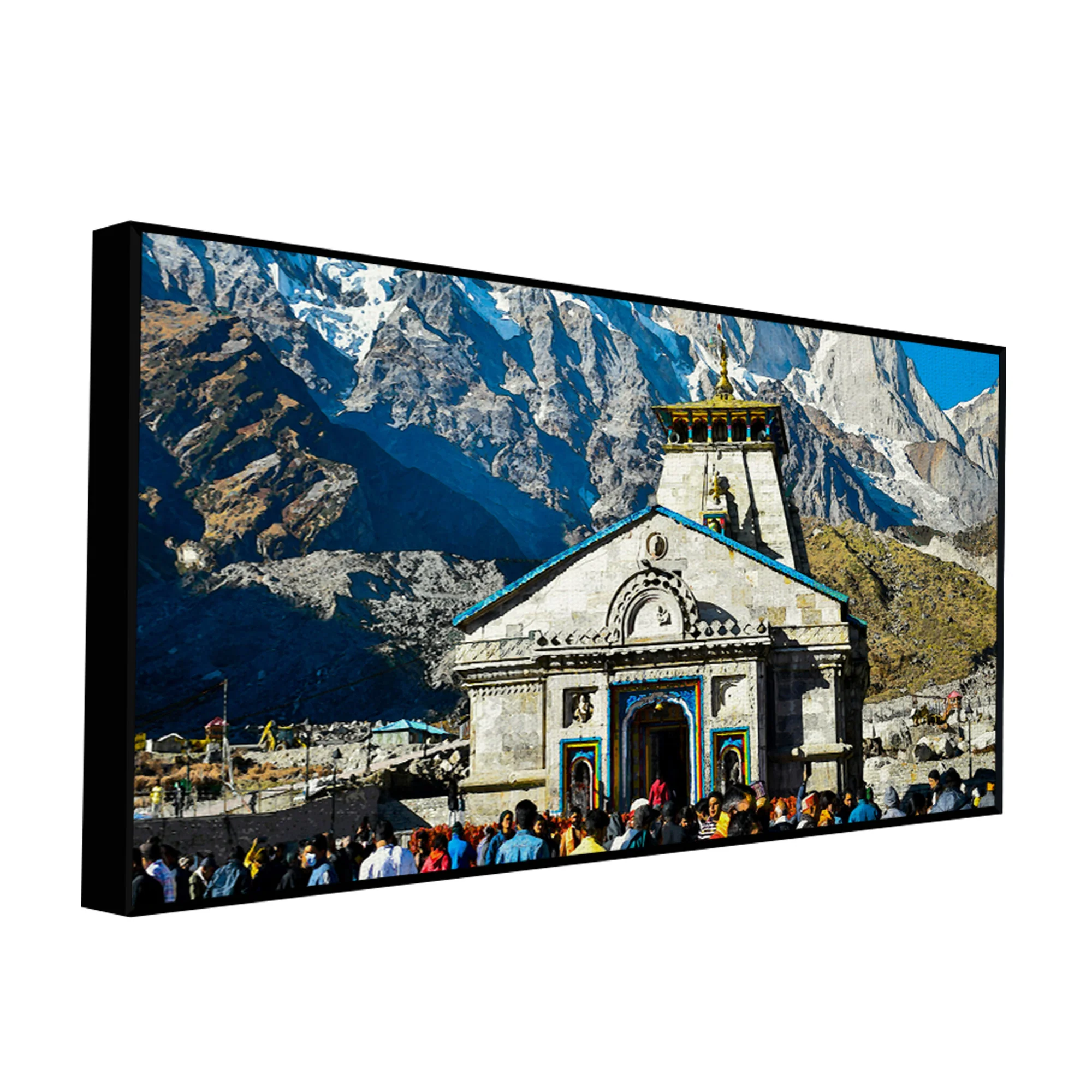 Holy Kedarnath Lord Shiva Temple Canvas Wall Painting - Image 5
