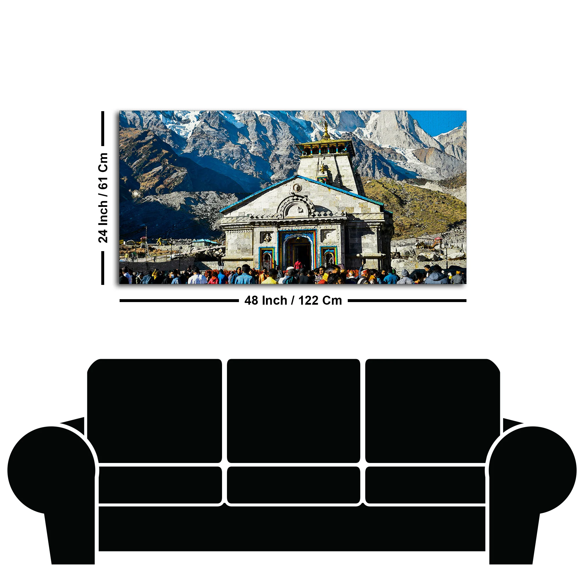 Holy Kedarnath Lord Shiva Temple Canvas Wall Painting - Image 7