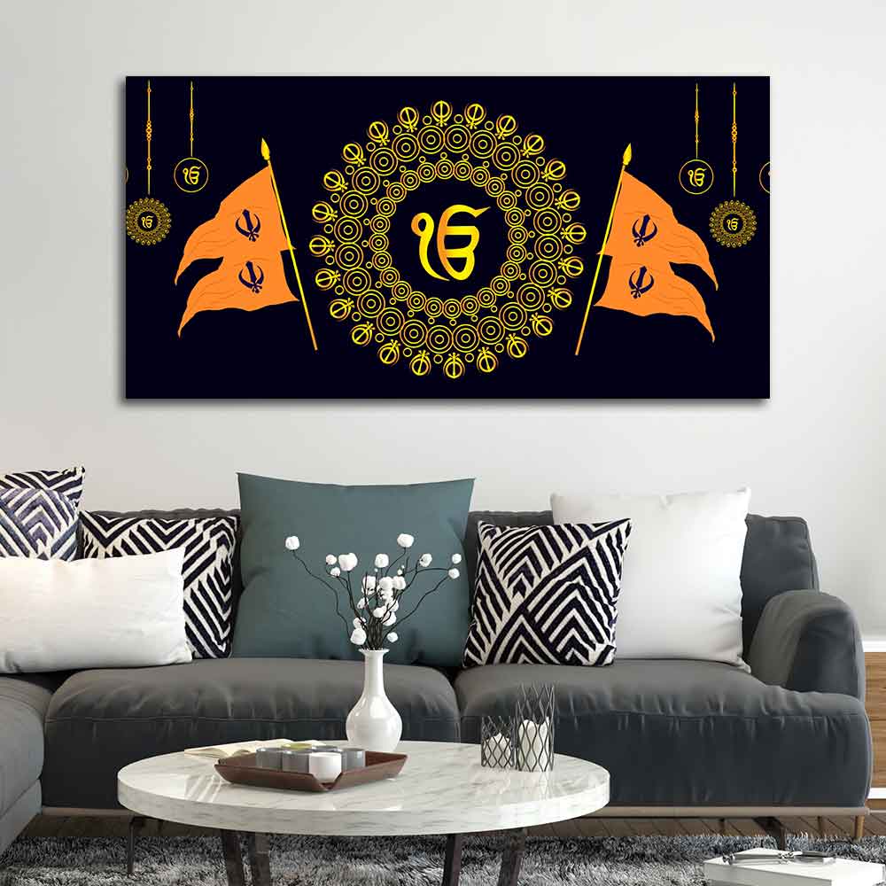 Holy Symbol Of Sikh Religion Canvas Wall Painting - Image 2