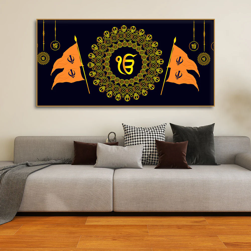 Holy Symbol Of Sikh Religion Canvas Wall Painting - Image 3