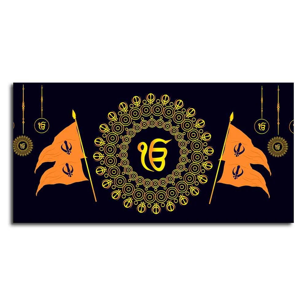 Holy Symbol Of Sikh Religion Canvas Wall Painting - Image 4