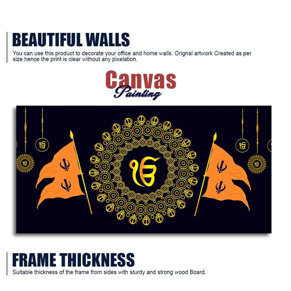 Holy Symbol Of Sikh Religion Canvas Wall Painting - Image 6