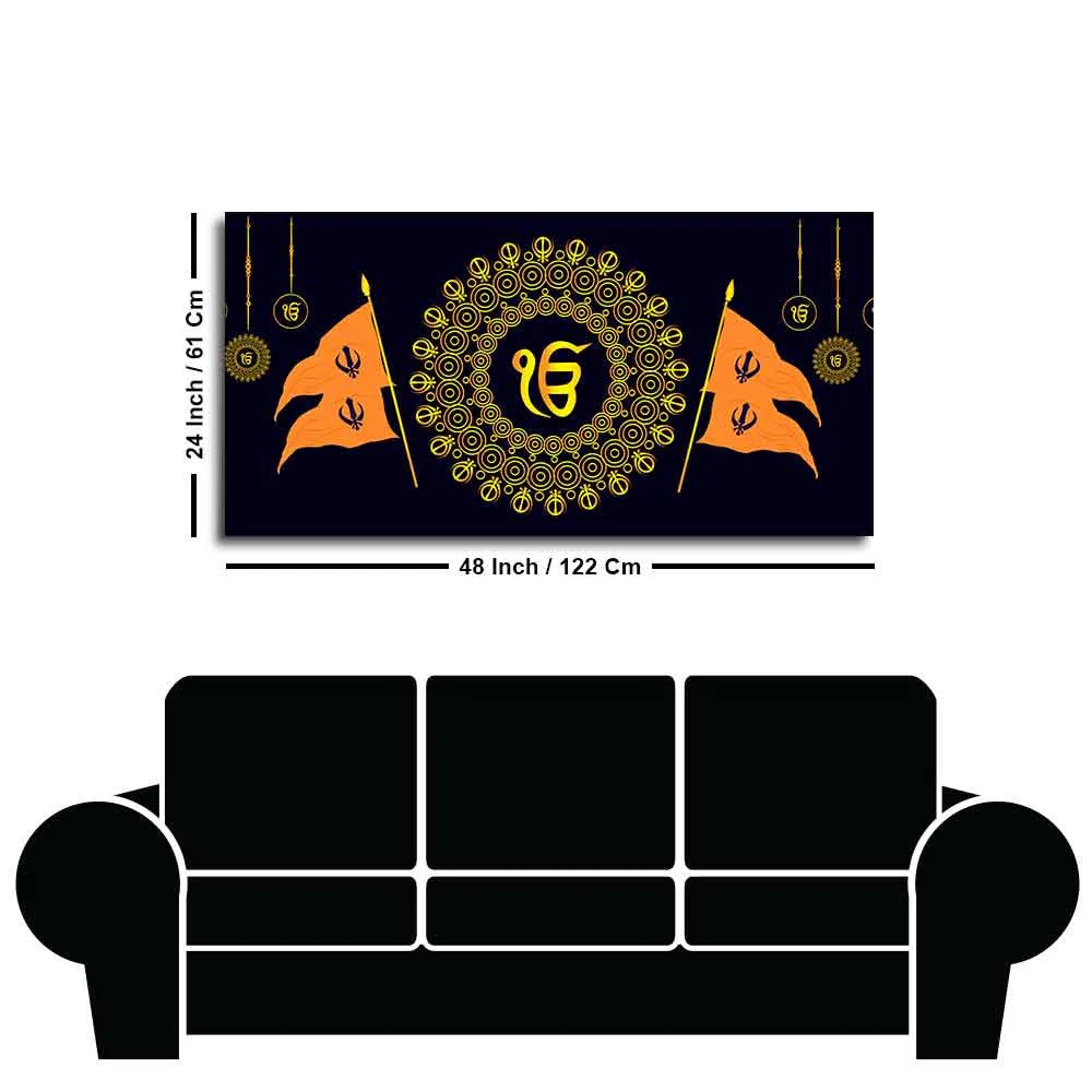 Holy Symbol Of Sikh Religion Canvas Wall Painting - Image 7