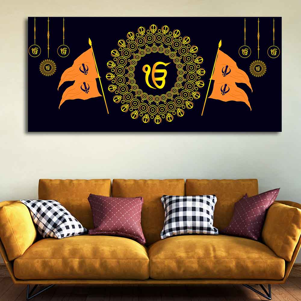 Holy Symbol of Sikh Religion Large Canvas Wall Painting - Image 2