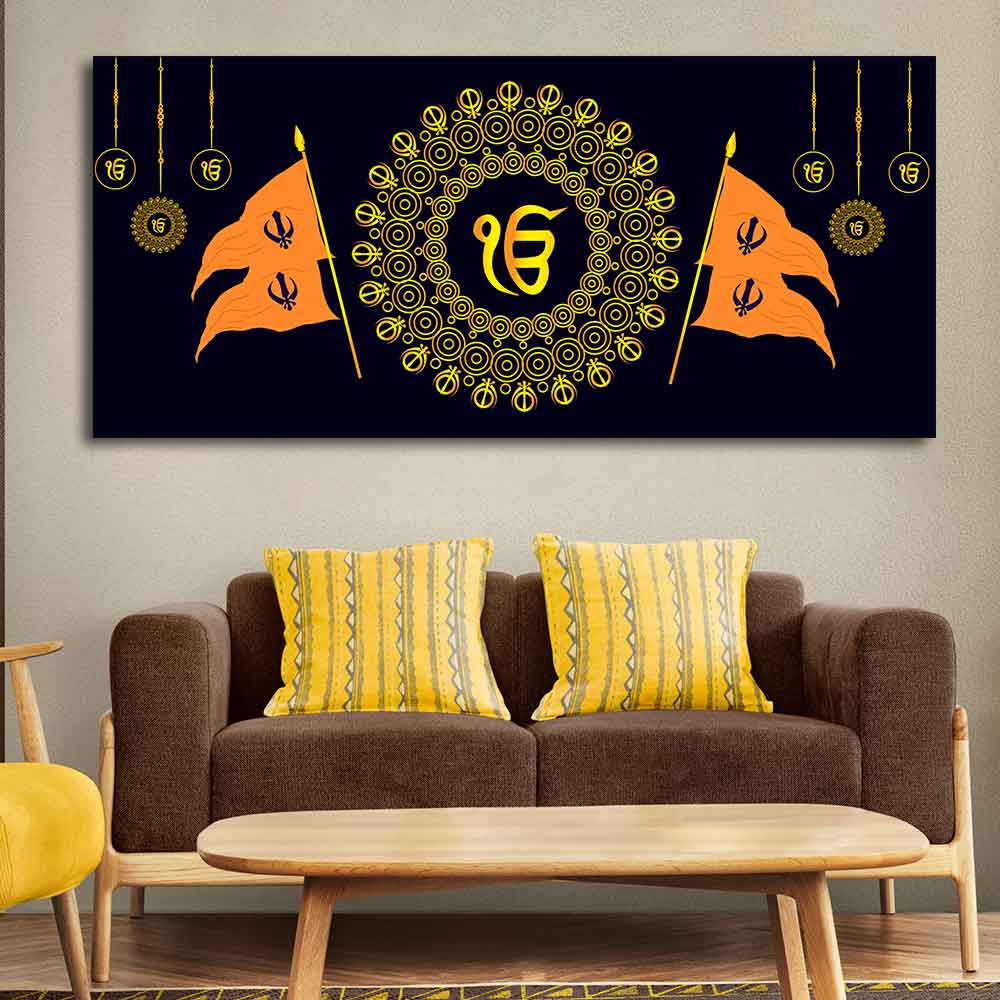 Holy Symbol of Sikh Religion Large Canvas Wall Painting - Image 4