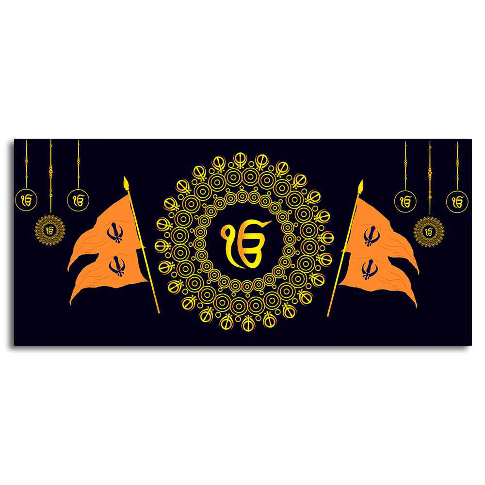Holy Symbol of Sikh Religion Large Canvas Wall Painting - Image 5