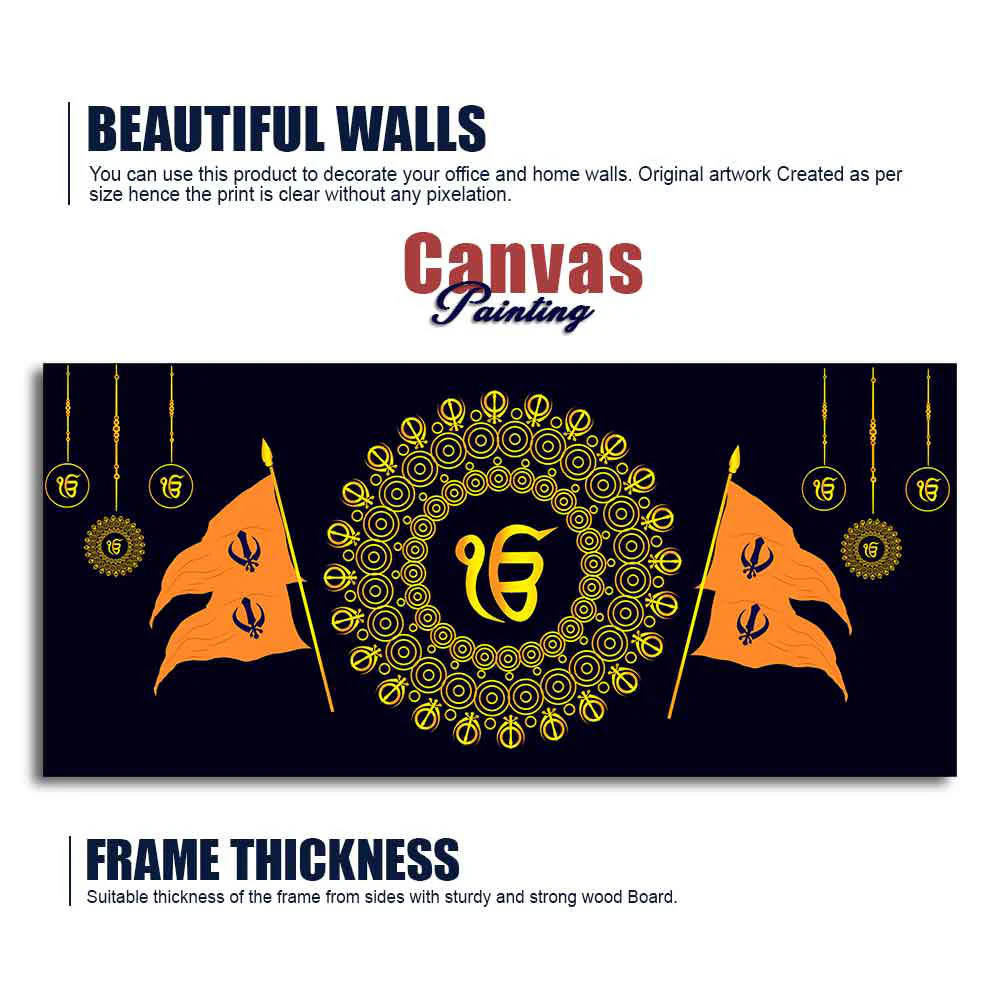 Holy Symbol of Sikh Religion Large Canvas Wall Painting - Image 6