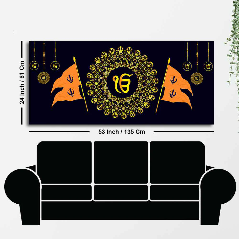 Holy Symbol of Sikh Religion Large Canvas Wall Painting - Image 7