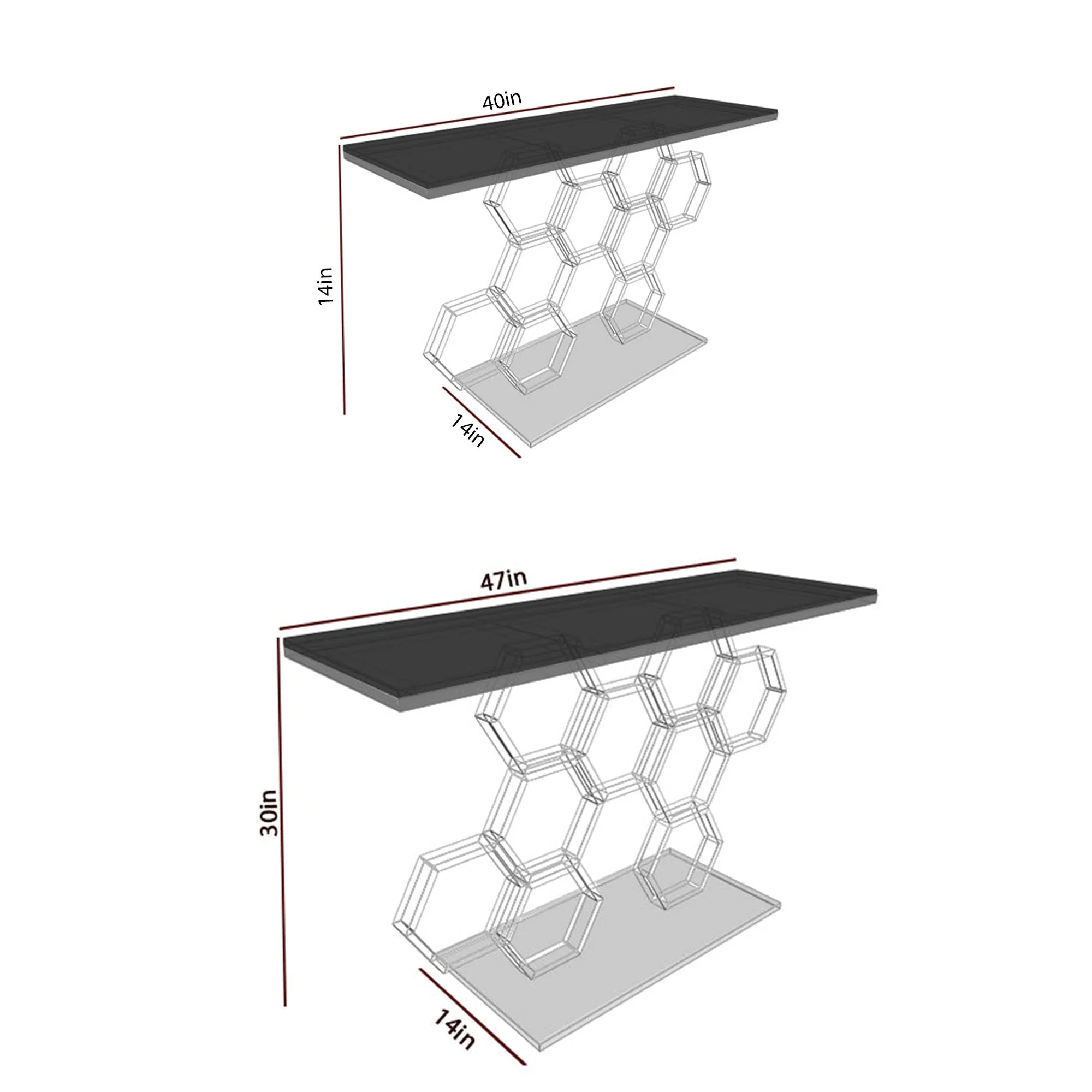 Honeycomb Motif Copper Finish Metal Console Table - Image 6