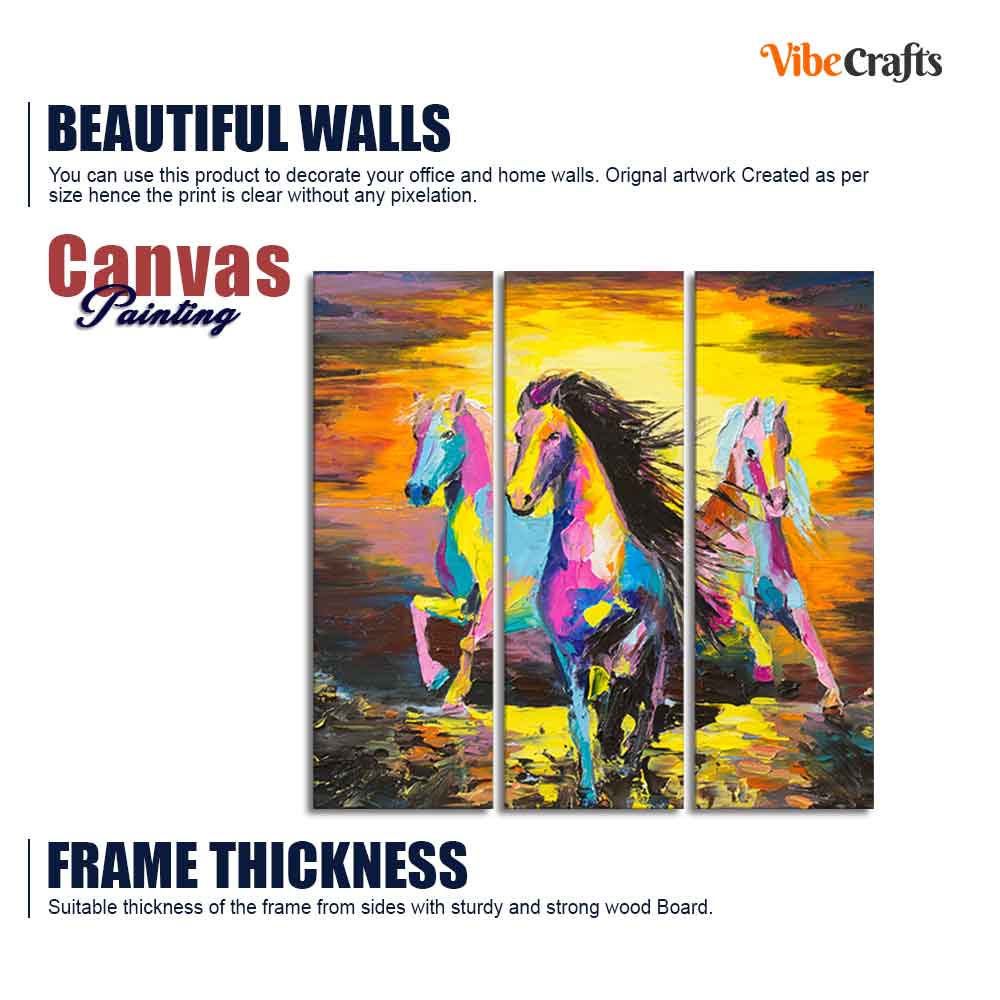 Horses Running in Sunset Canvas Wall Painting of 3 Pieces - Image 6