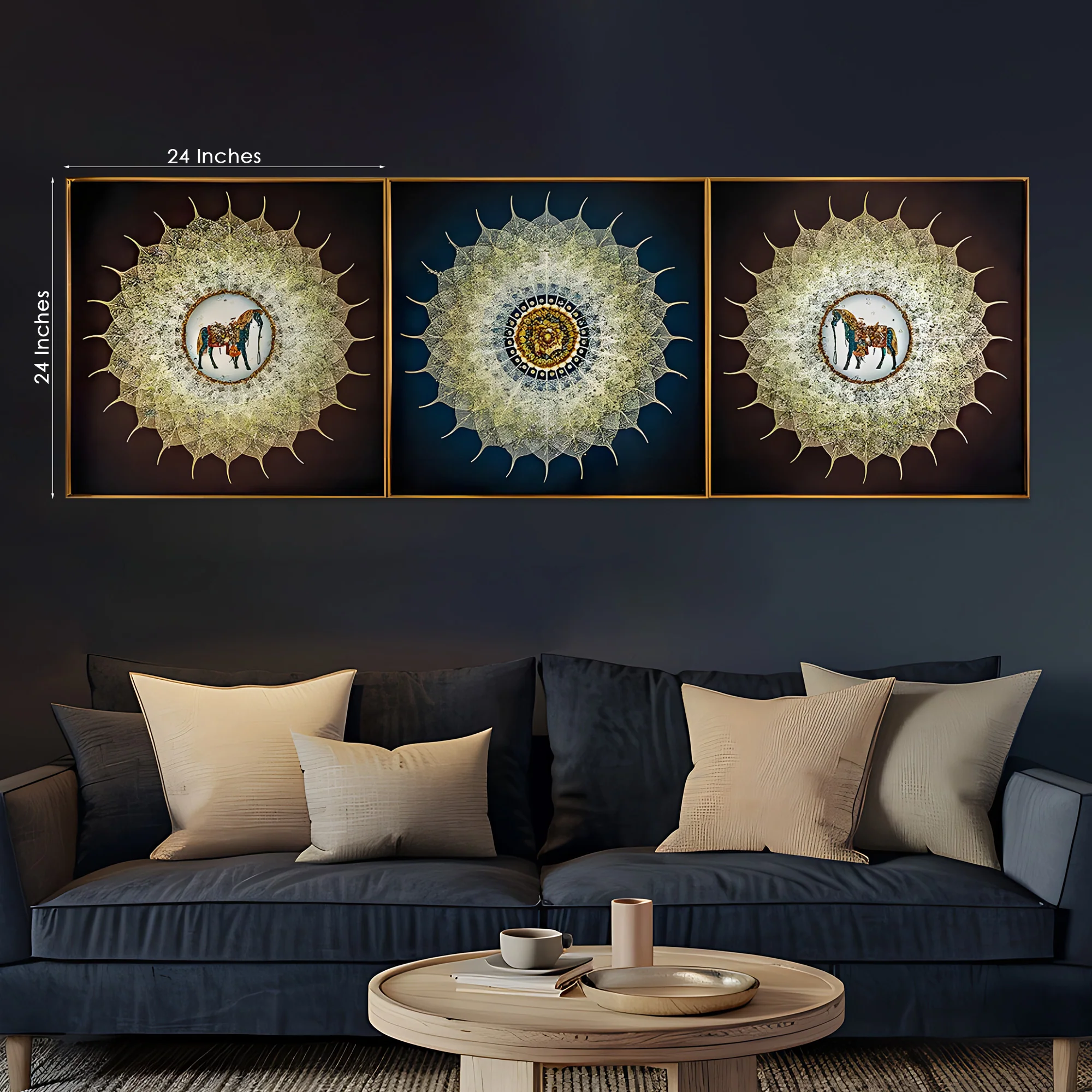 Horse's Grace Crystal Glass Premium Painting Set of 3 - Image 3