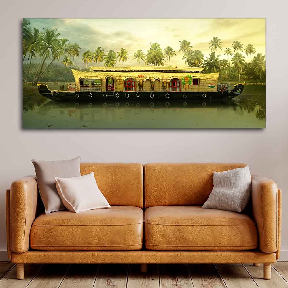 House Boat in Kerala Premium Wall Painting - Image 2