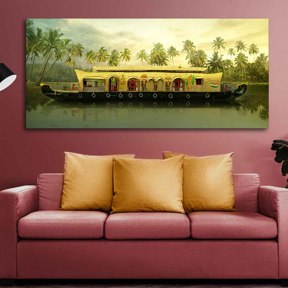 House Boat in Kerala Premium Wall Painting - Image 3