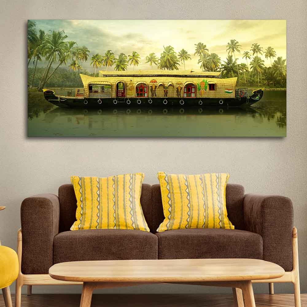 House Boat in Kerala Premium Wall Painting - Image 4