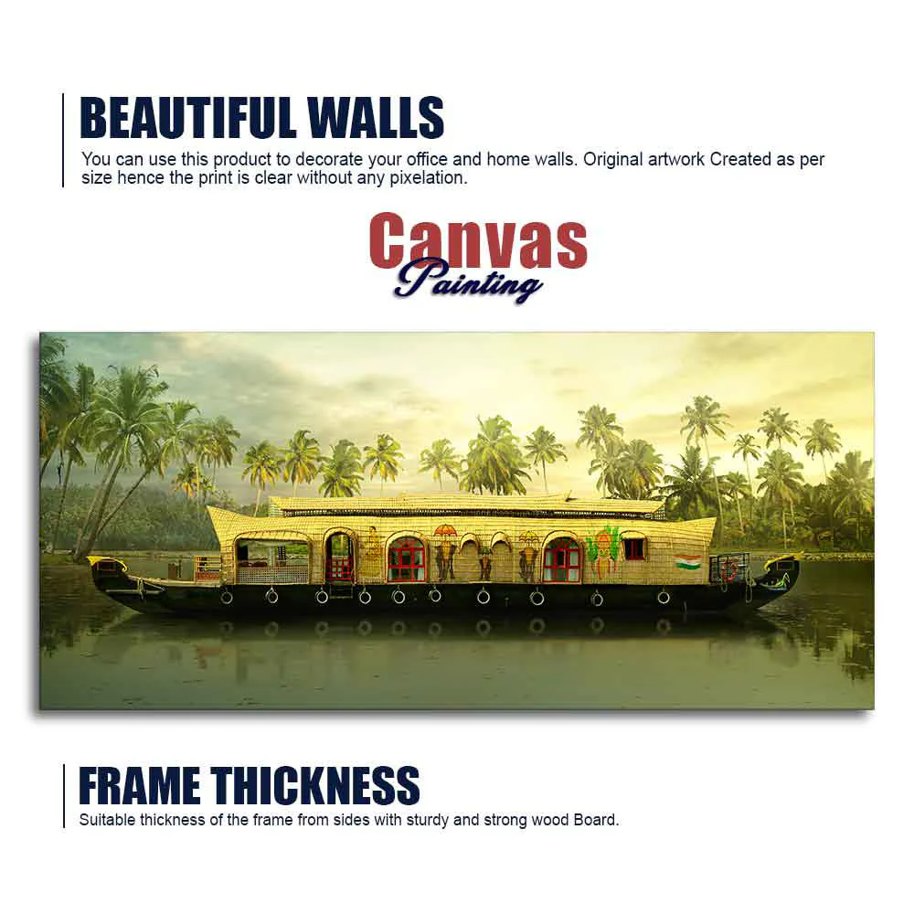 House Boat in Kerala Premium Wall Painting - Image 6
