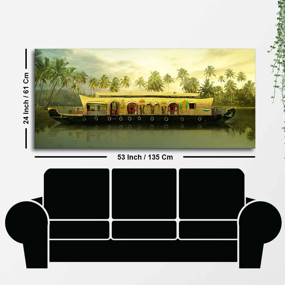 House Boat in Kerala Premium Wall Painting - Image 7