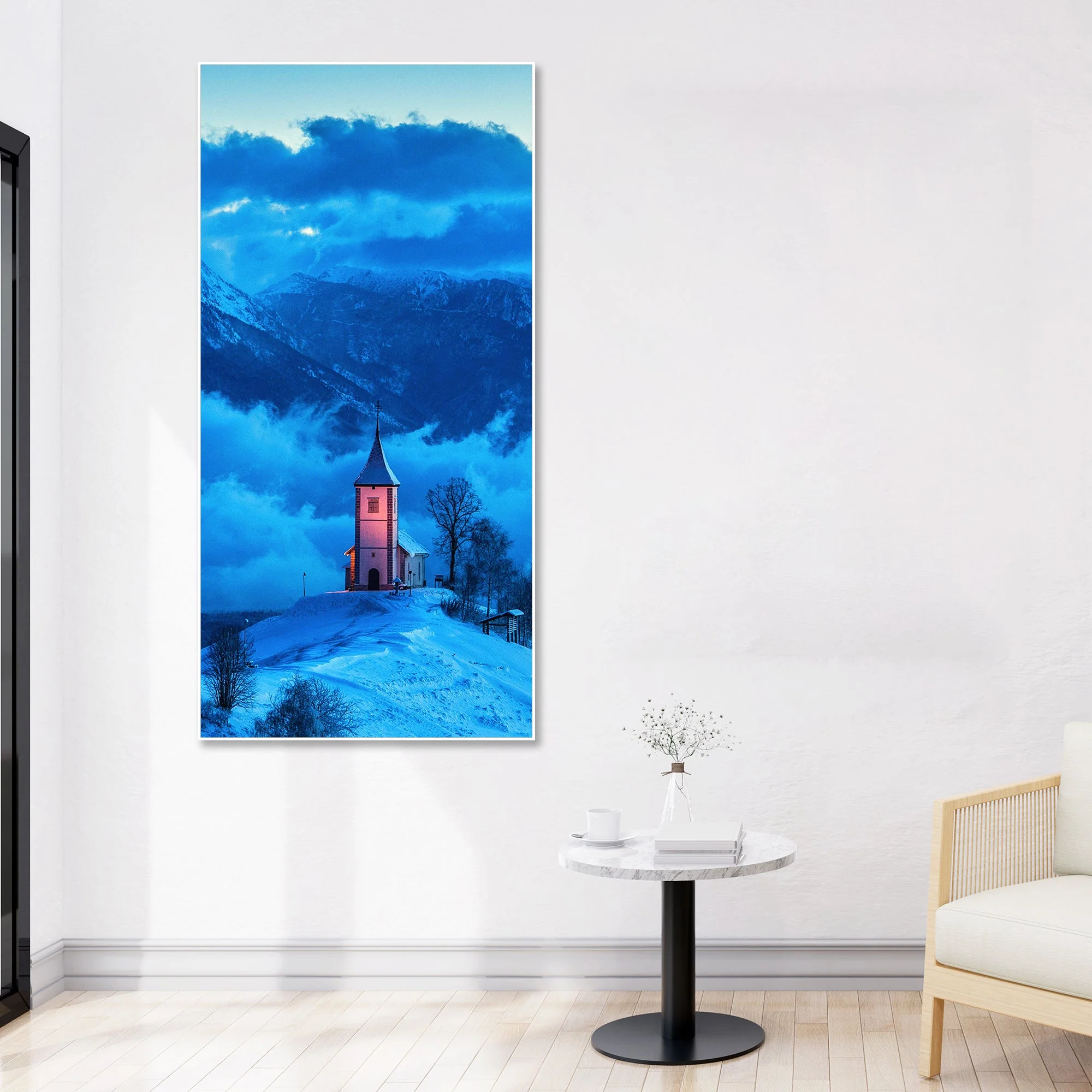 House on Mountain Floating Canvas Wall Painting - Image 4