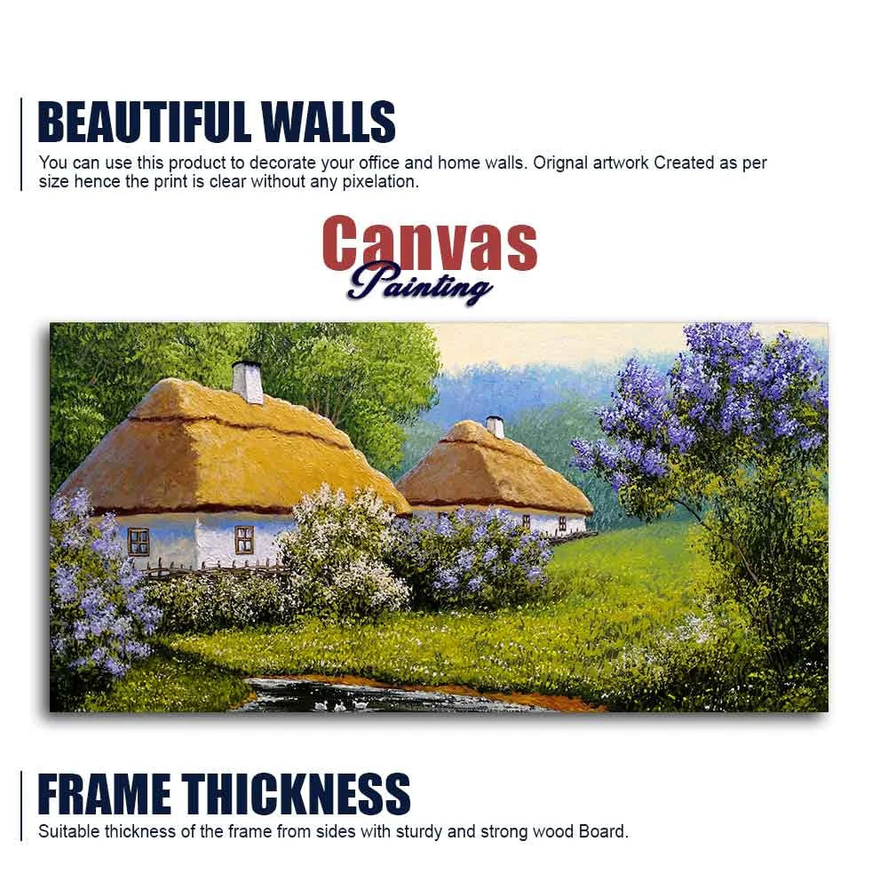 Huts in Old Village Canvas Wall Painting - Image 6