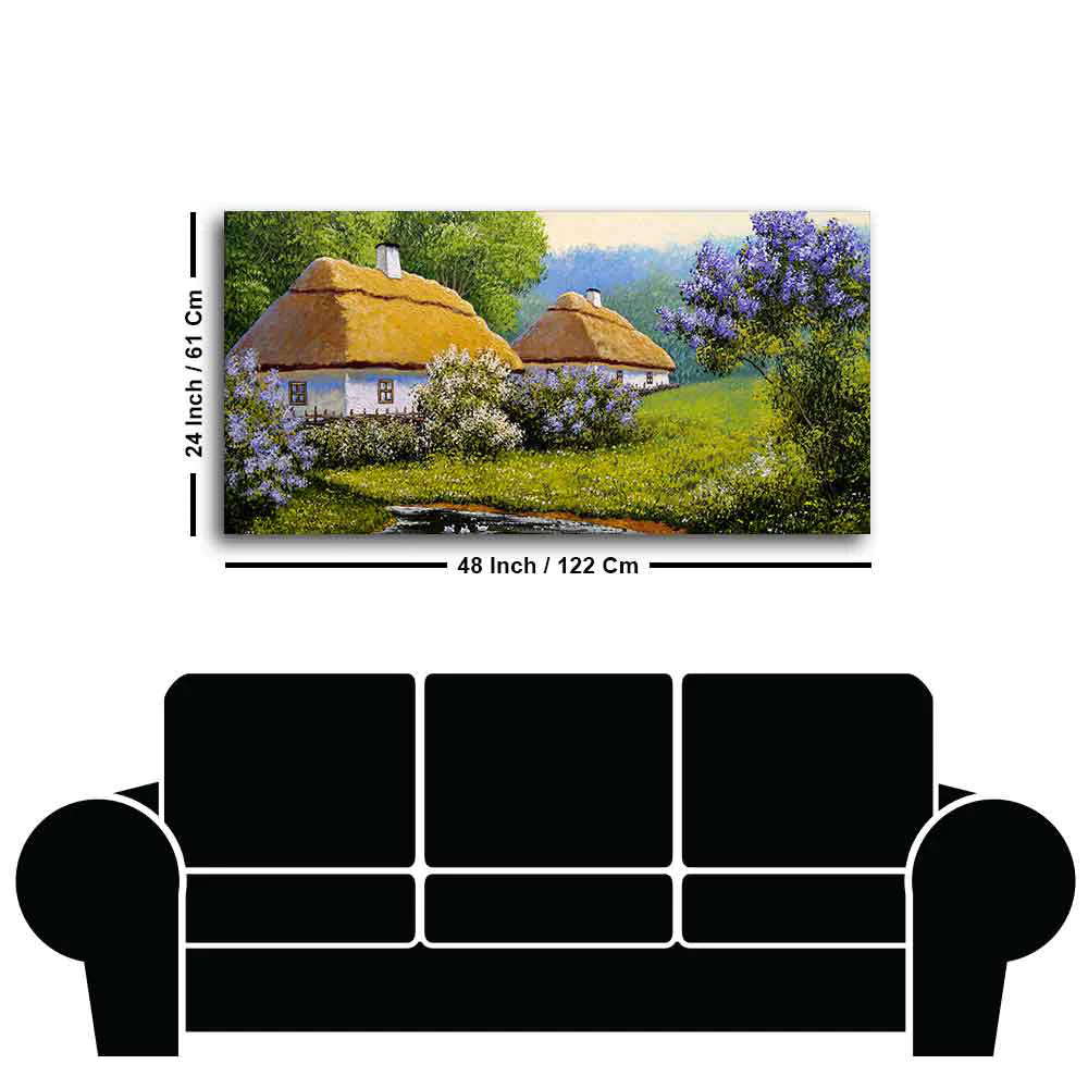Huts in Old Village Canvas Wall Painting - Image 7