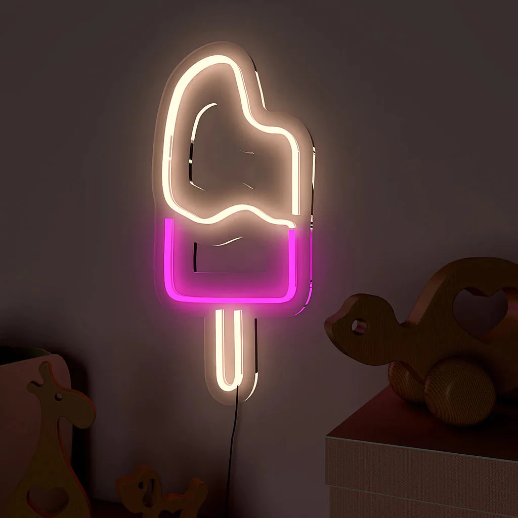 Ice Cream Stick Pink & White LED Neon Light - Image 3