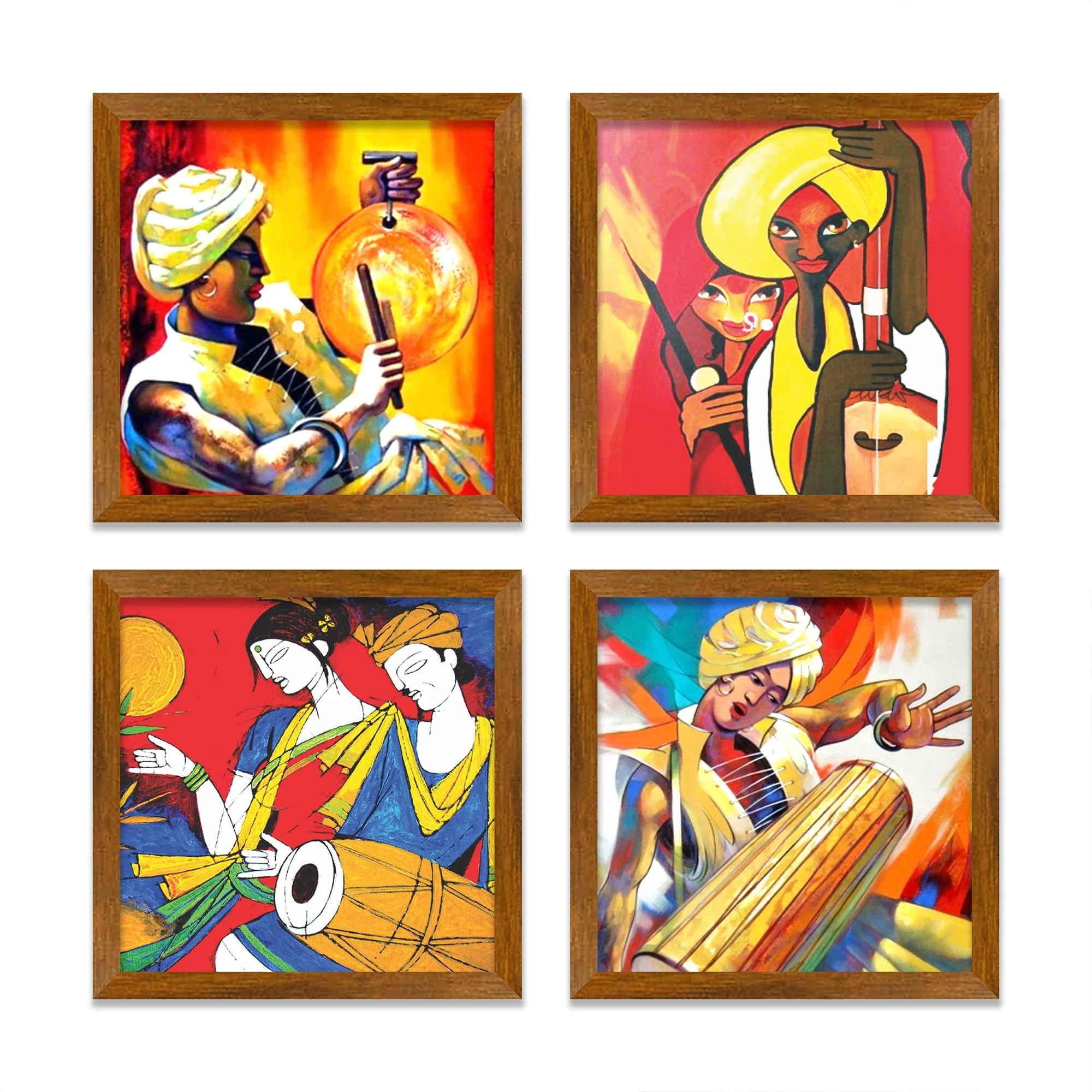 Indian Art Pilgrimage Music Art Wall Frame Set of Four - Image 3