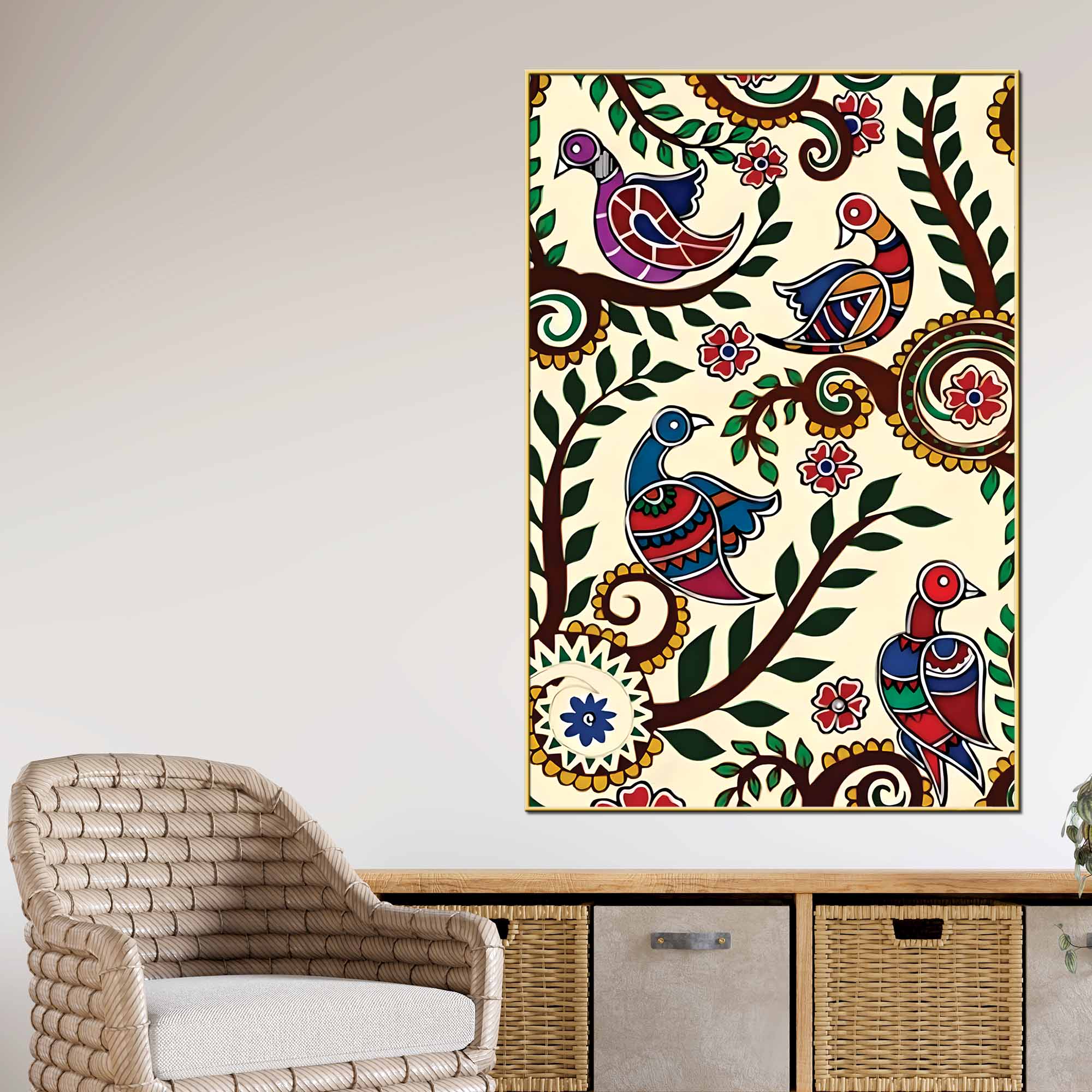 Indian Birds Canvas Painting | Nature Inspired Wall Decor & Gifting - Image 2