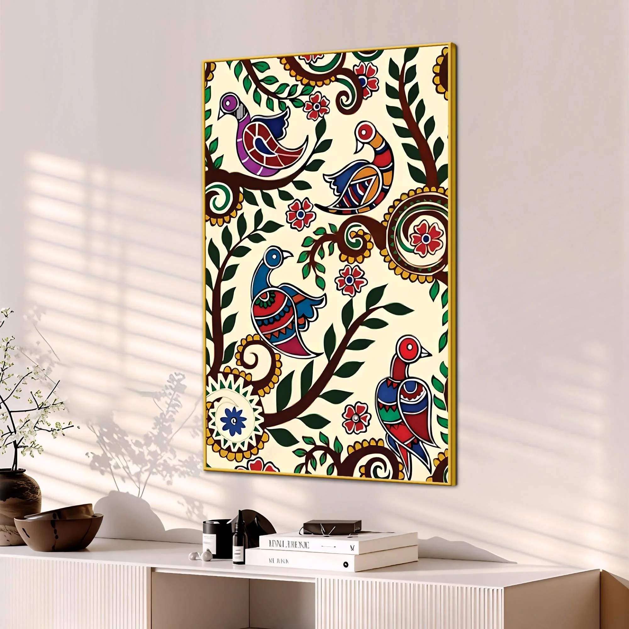 Indian Birds Canvas Painting | Nature Inspired Wall Decor & Gifting - Image 3