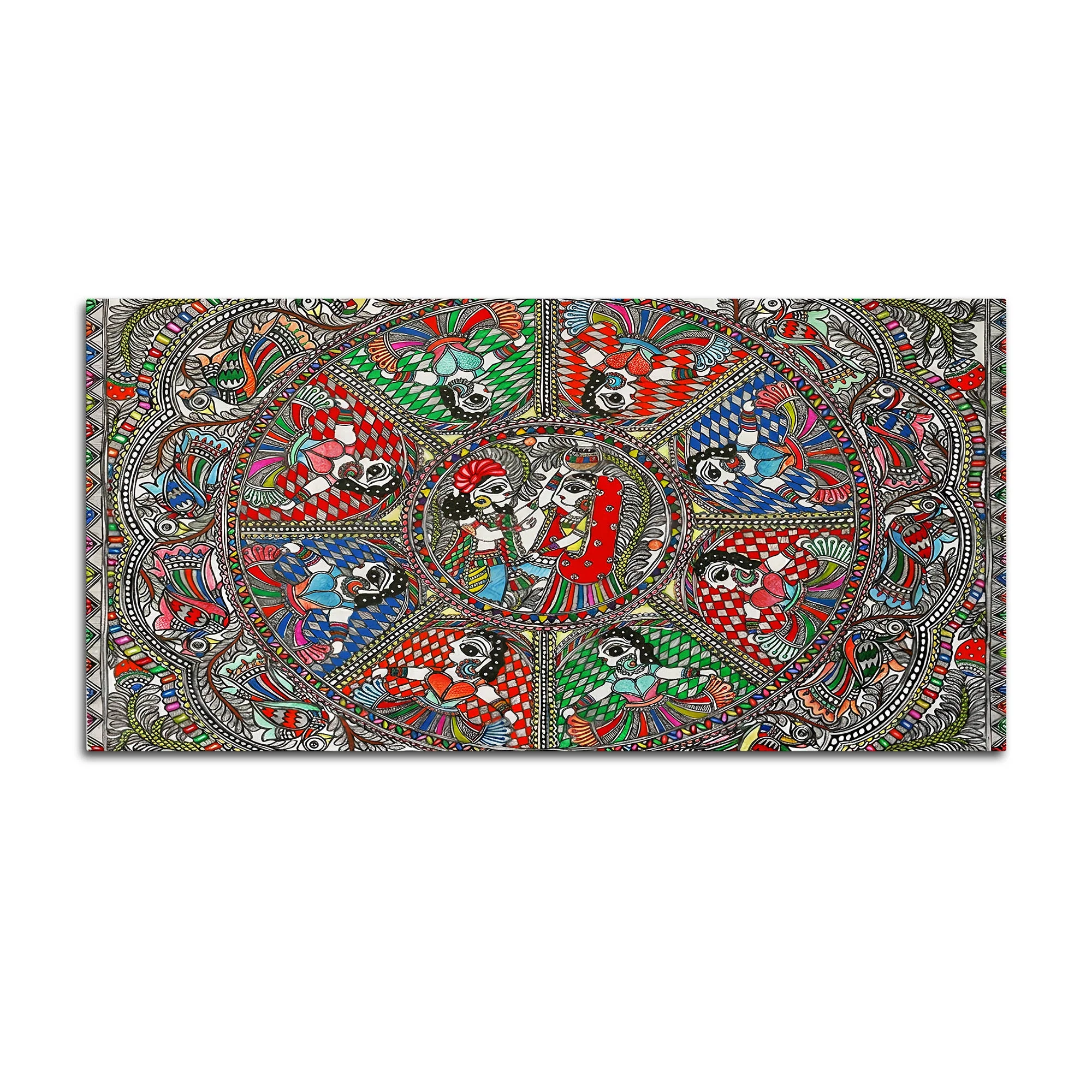 Indian Cultural Inspired Madhubani Canvas Wall Painting - Image 4