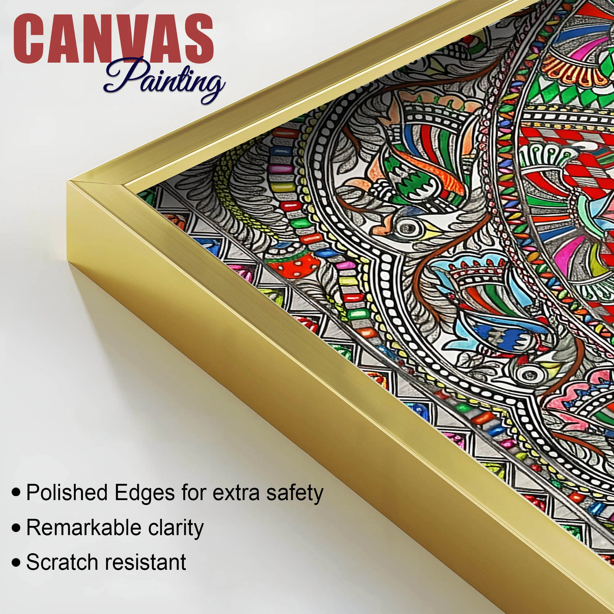Indian Cultural Inspired Madhubani Canvas Wall Painting - Image 6