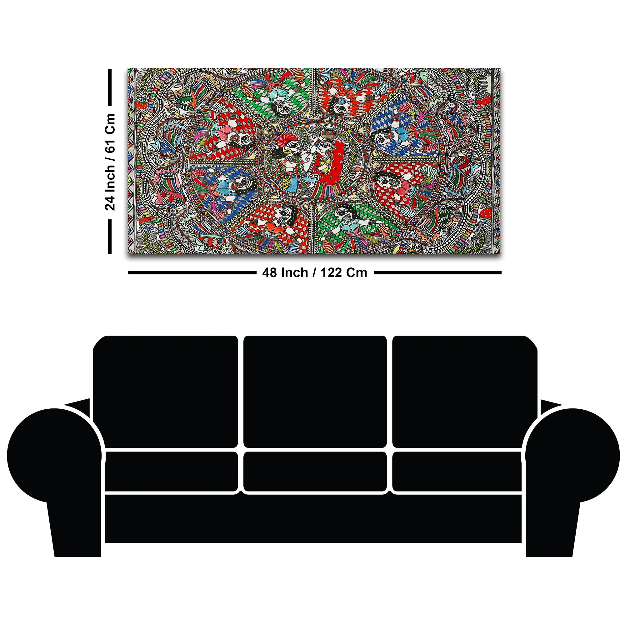 Indian Cultural Inspired Madhubani Canvas Wall Painting - Image 8
