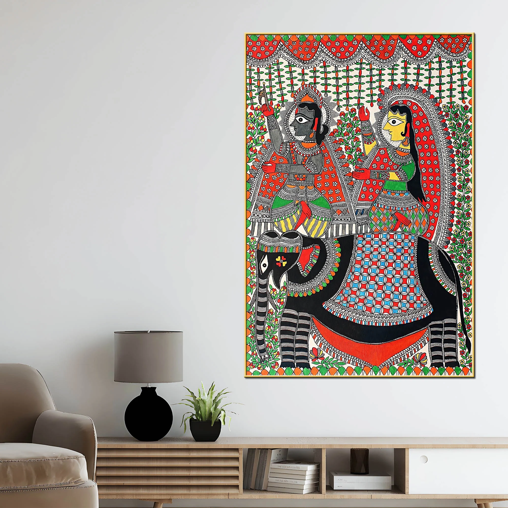 Indian Cultural Madhubani Canvas Painting