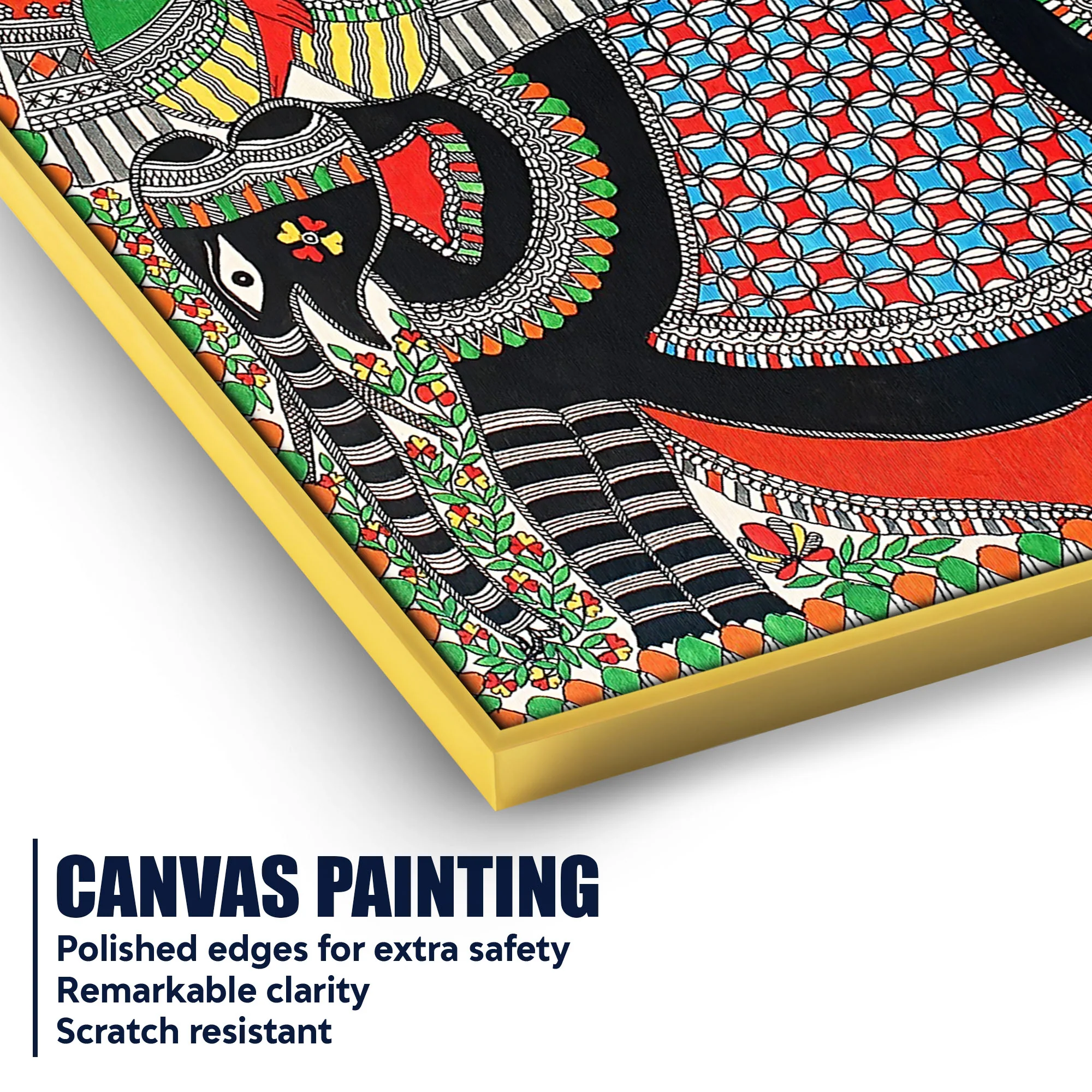 Indian Cultural Madhubani Canvas Painting - Image 4