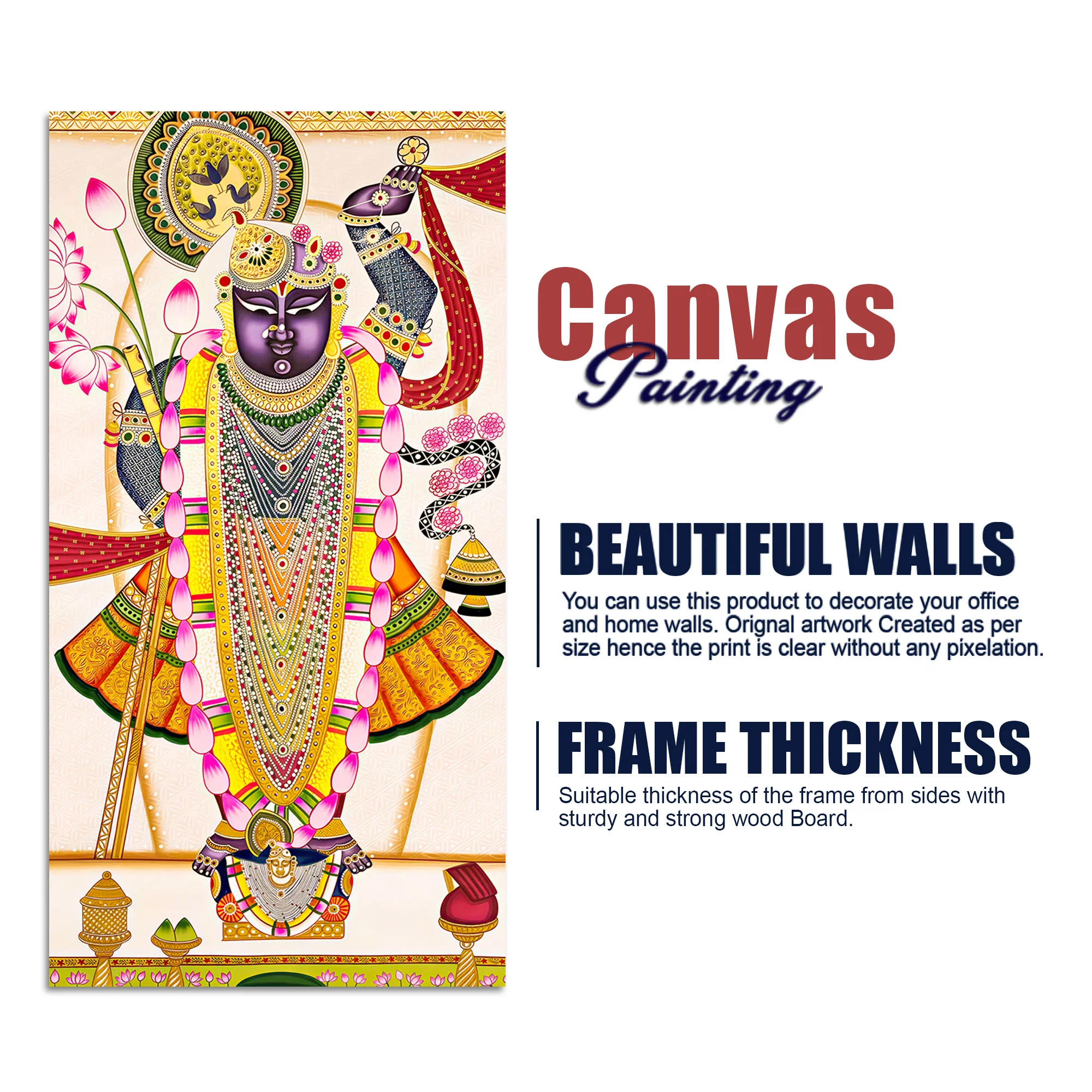 Indian Pichwai Art Shrinathji Canvas Painting | Premium Devotional Wall Art - Image 7