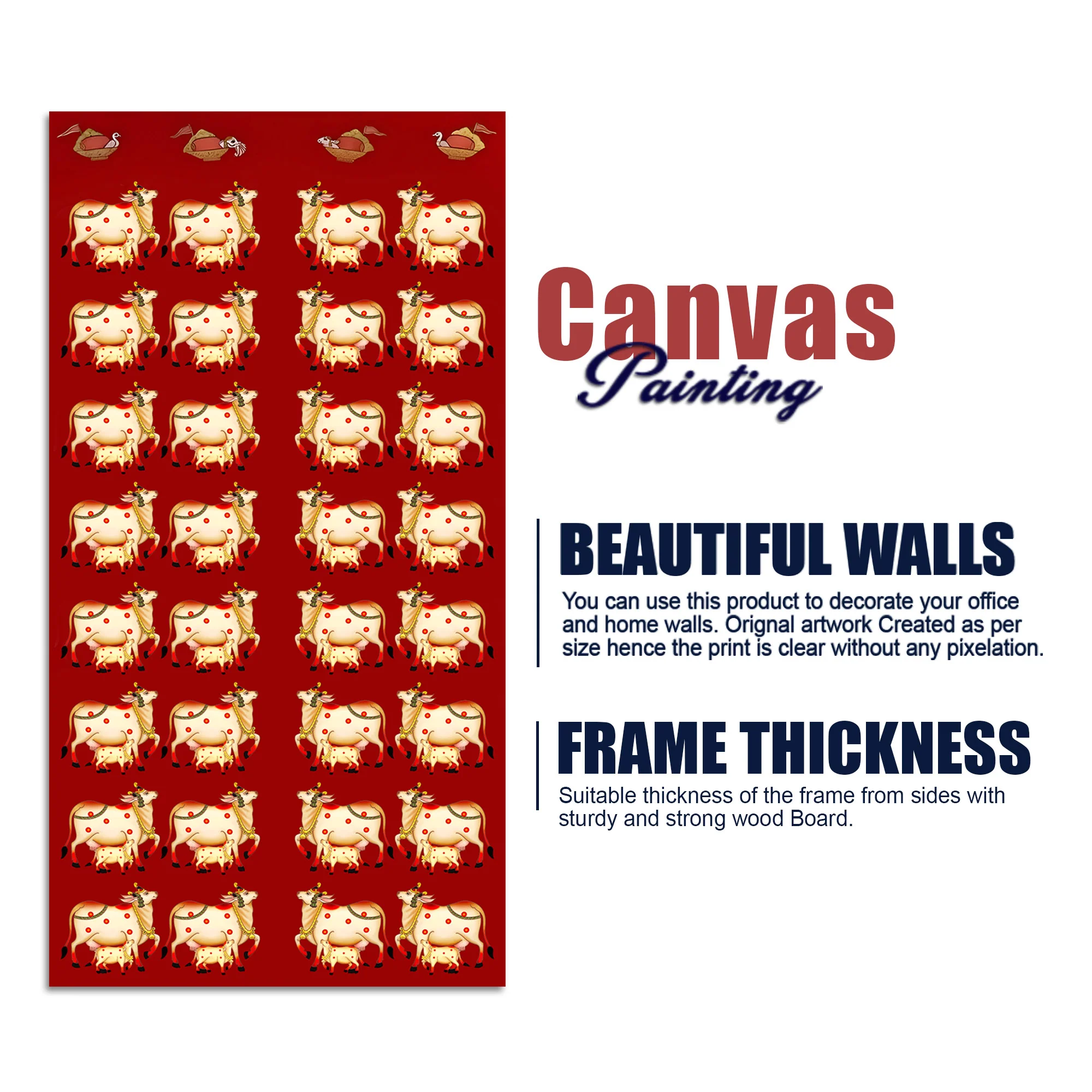 Indian Pichwai Cow Canvas Wall Décor | Ethnic Wall Décor for Home & Gifting - Image 7