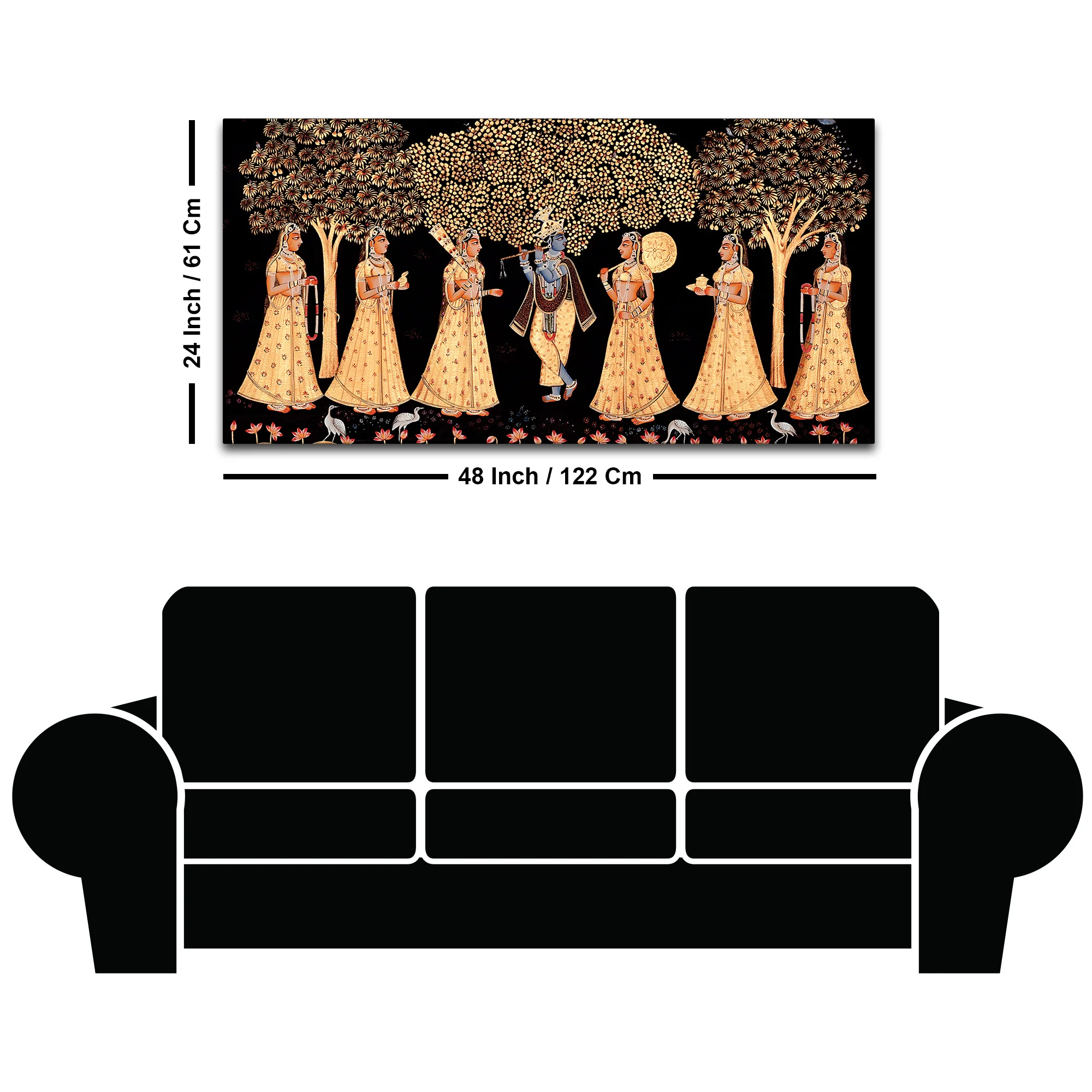Indian Traditional Krishna Raas Leela Pichwai Wall Painting - Image 8