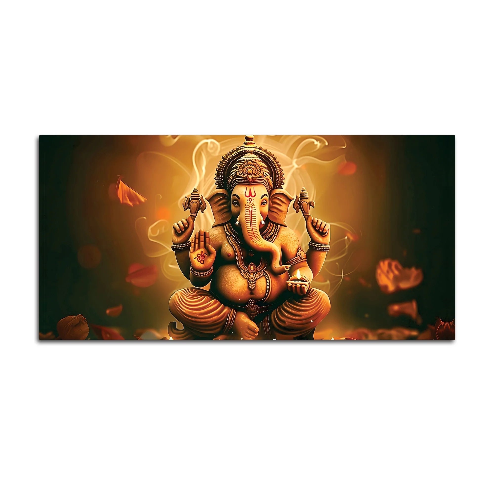 Indian Traditional Lord Shri Ganesh Premium Canvas Wall Painting – Luxury Spiritual Wall Art for Home & Office Decor - Image 4