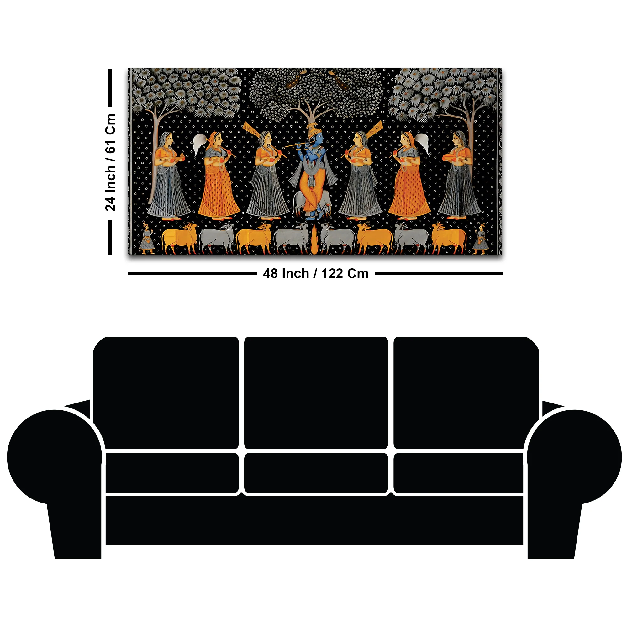 Indian Traditional Pichwai Krishna Raas Leela Wall Painting - Image 8