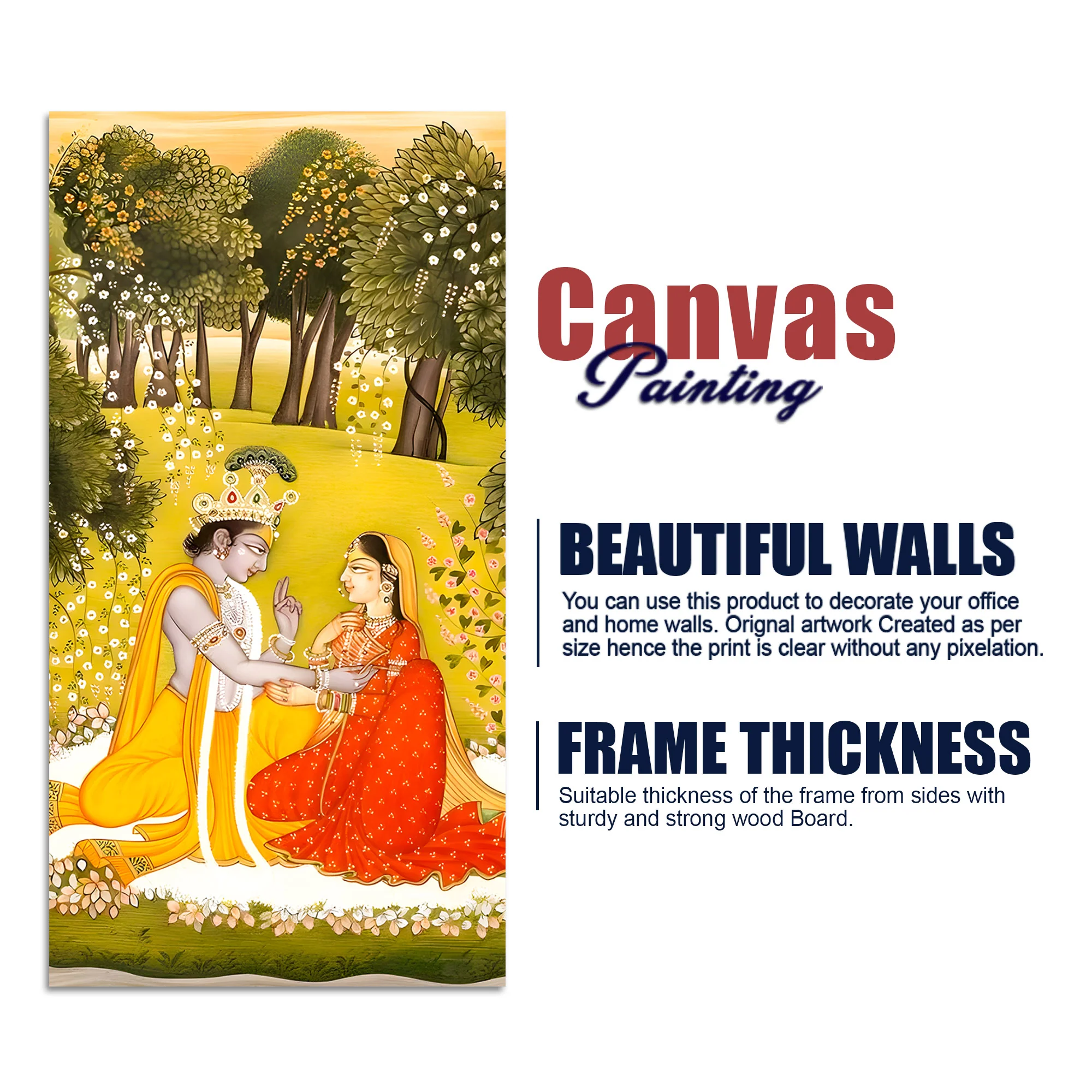 Indian Traditional Radha Krishna Canvas Painting | Elegant Pichwai Home Wall Decor - Image 7